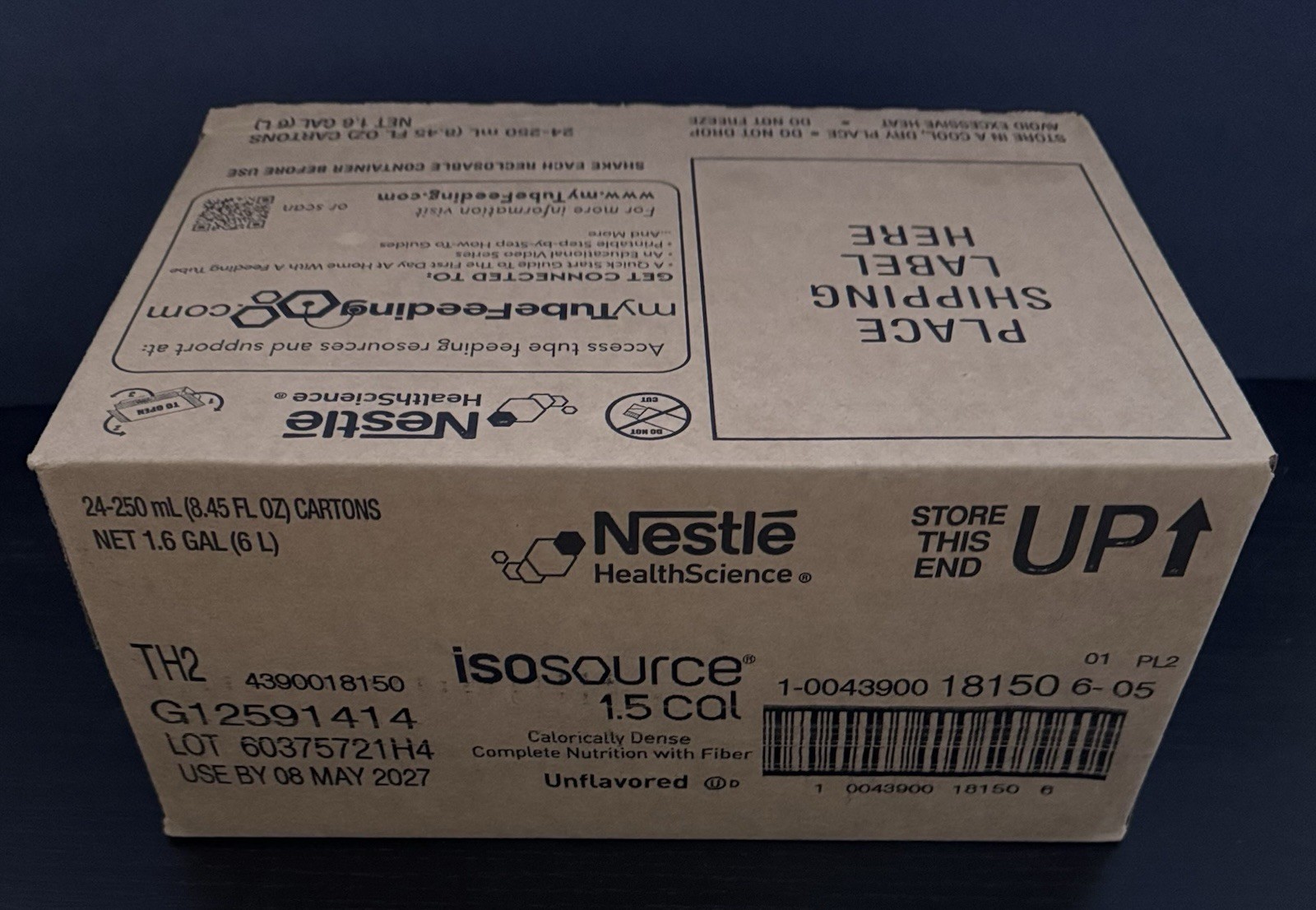 Nestle Isosource 1.5 Cal Tube Feeding Formula Unflavored 250 mL Carton 24ct 5/27