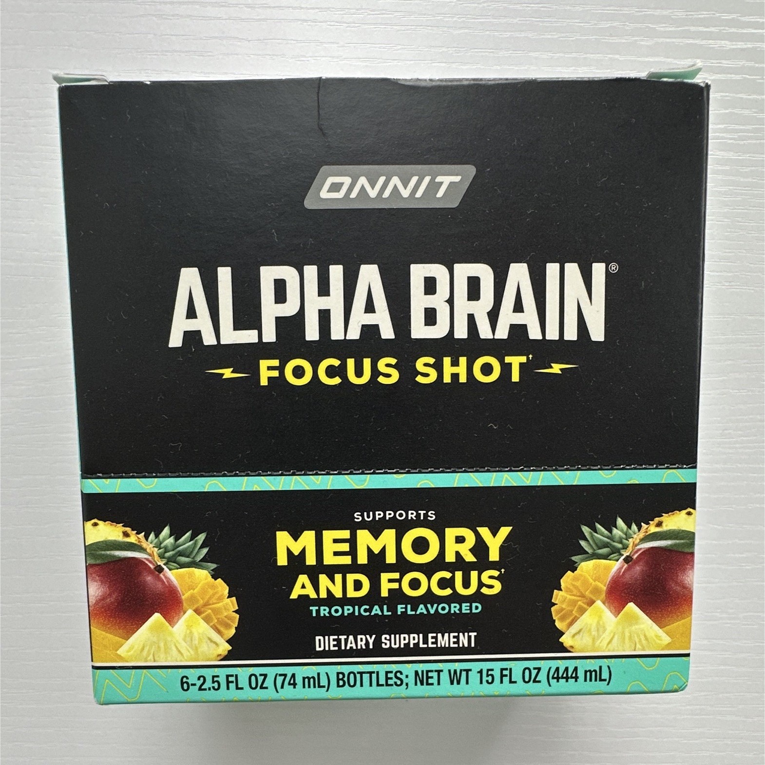 Onnit Alpha BRAIN Focus Shot Tropical Dietary Supplement 6×2.5 fl oz Exp 03/2027