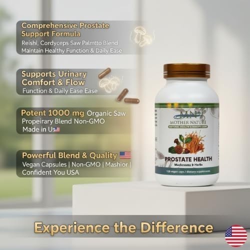 Mother Nature Prostate Health Herbal Supplements for Men – 120 Capsules