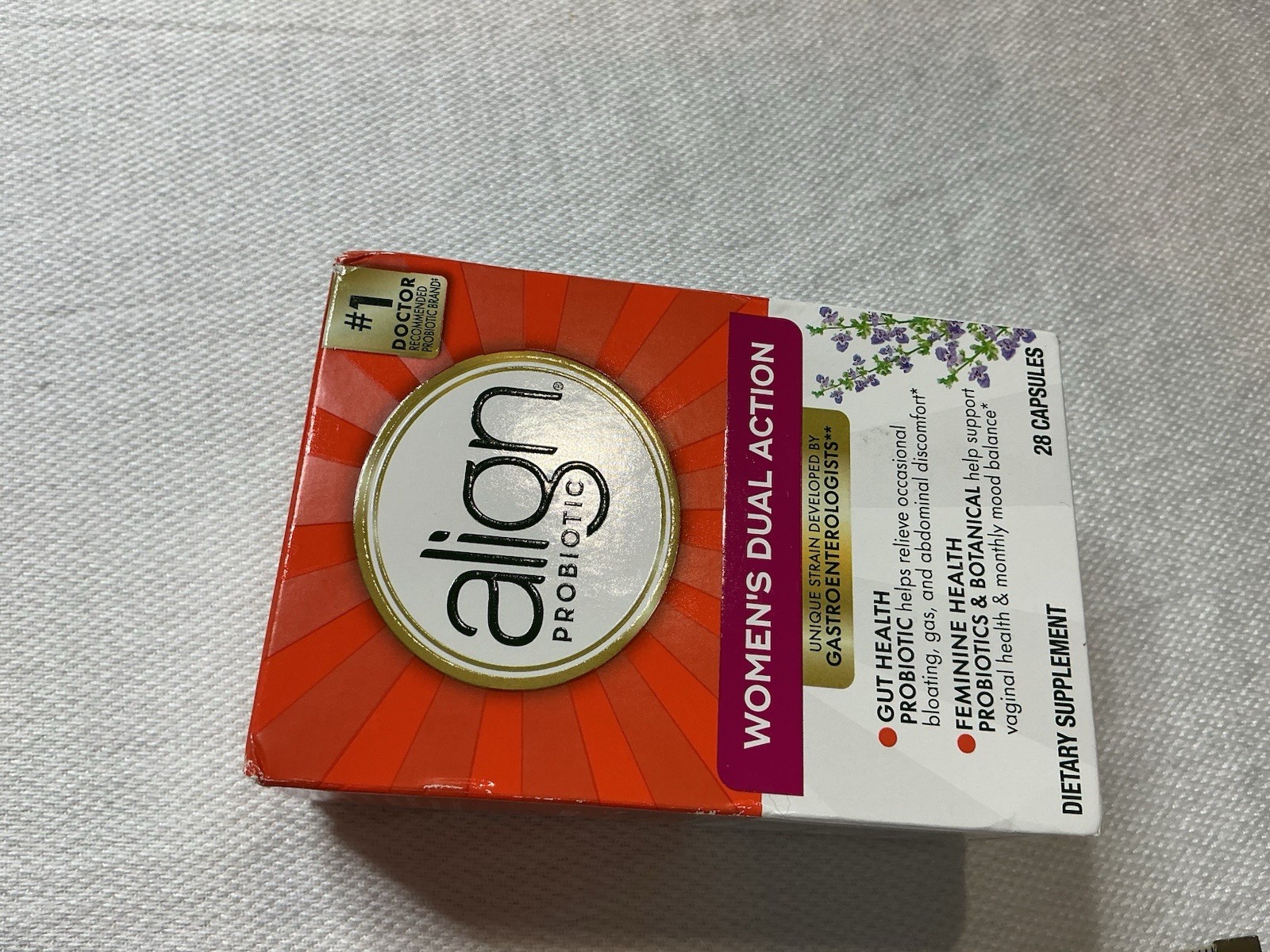Align Probiotic Dual Action Gut Health 28 Capsules; Exp 09/26