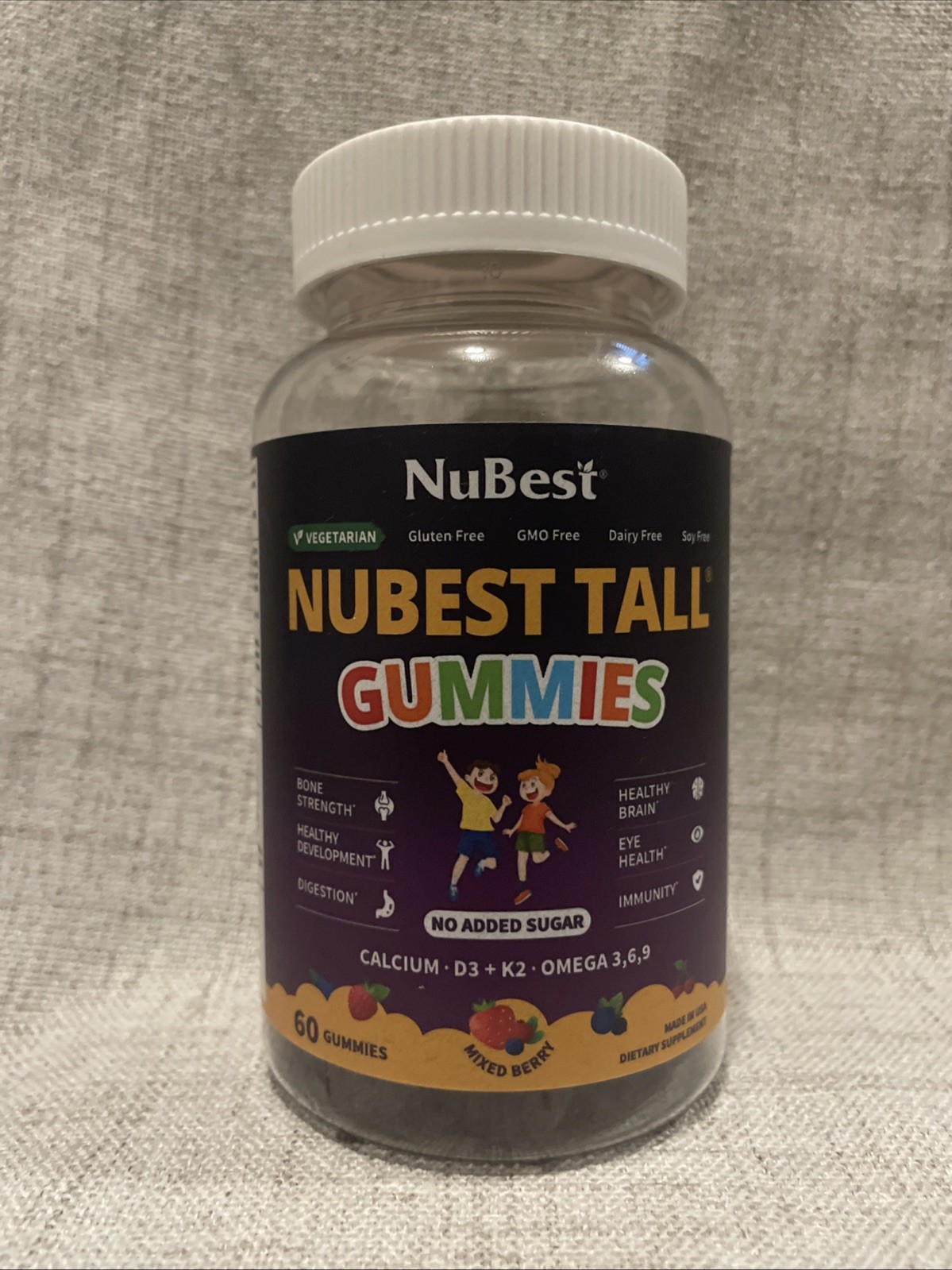 NuBest Tall Gummies Mixed Berry 60 Gummies Calcium D3 K2 Omega 3-6