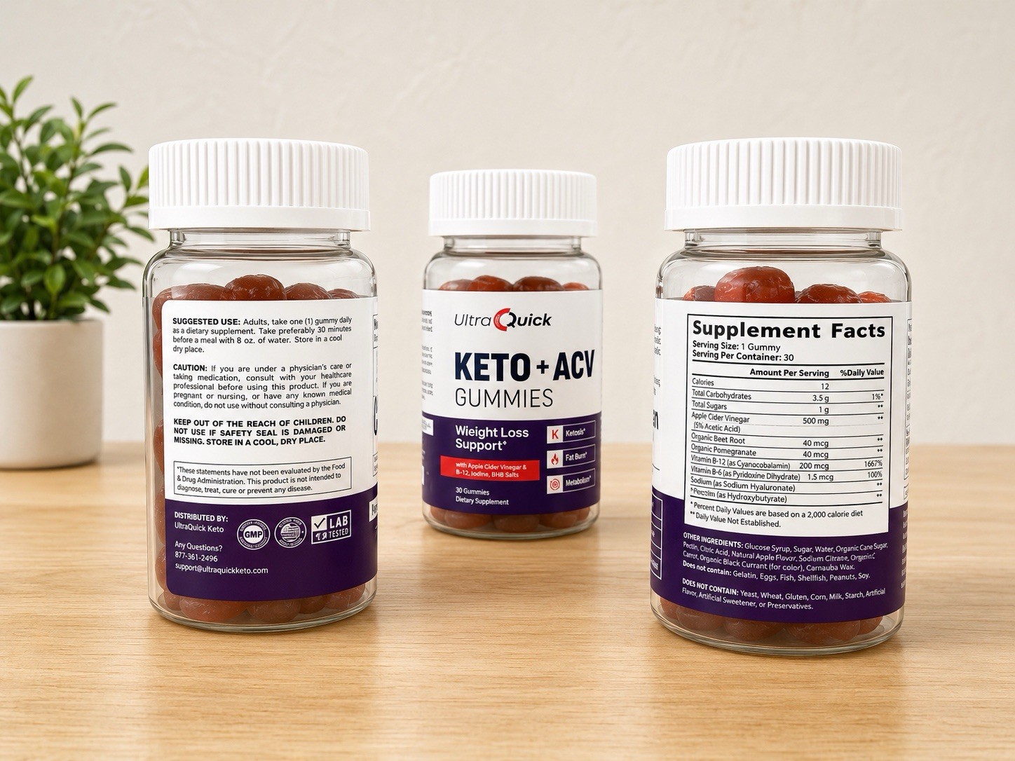 UltraQuick Keto + ACV Gummies (3 Bottles) – New & Sealed