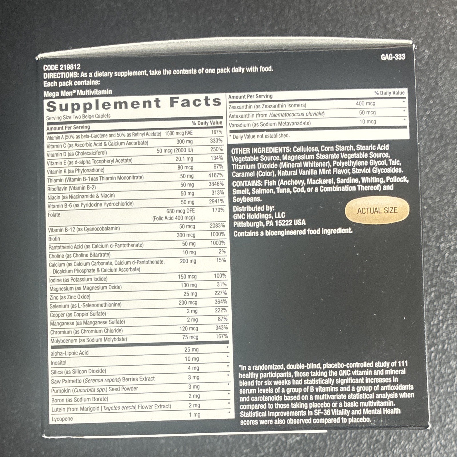 GNC Mega Men Performance & Vitality Vitapak Multivitamin 30 Pk ex 11/26