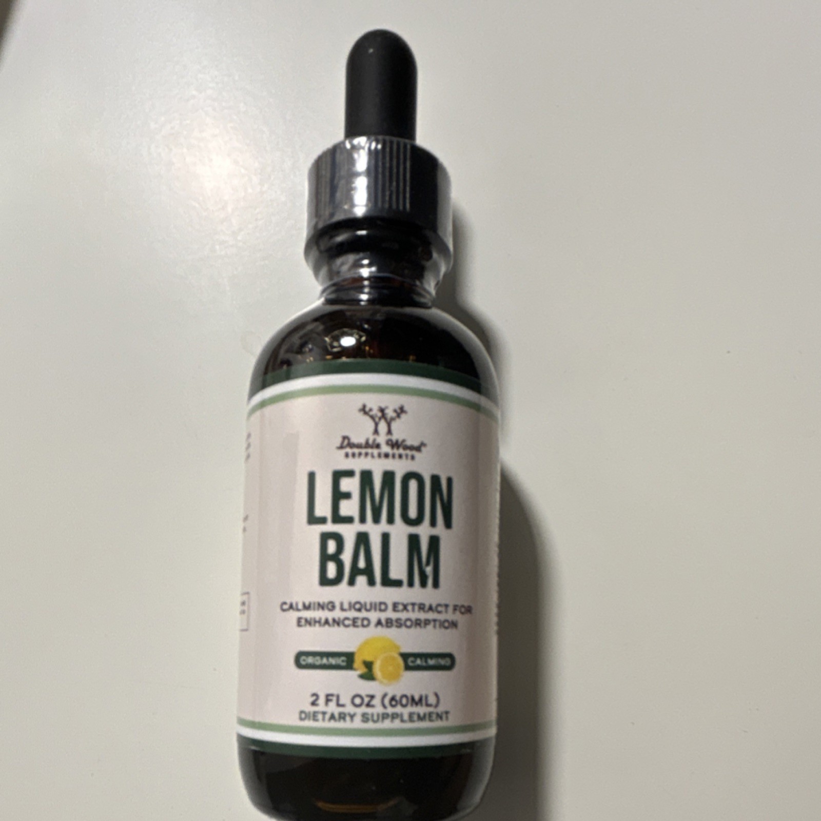 Double Wood Supplements Organic Lemon Balm Calming Liquid Extract Lemon 2 fl oz