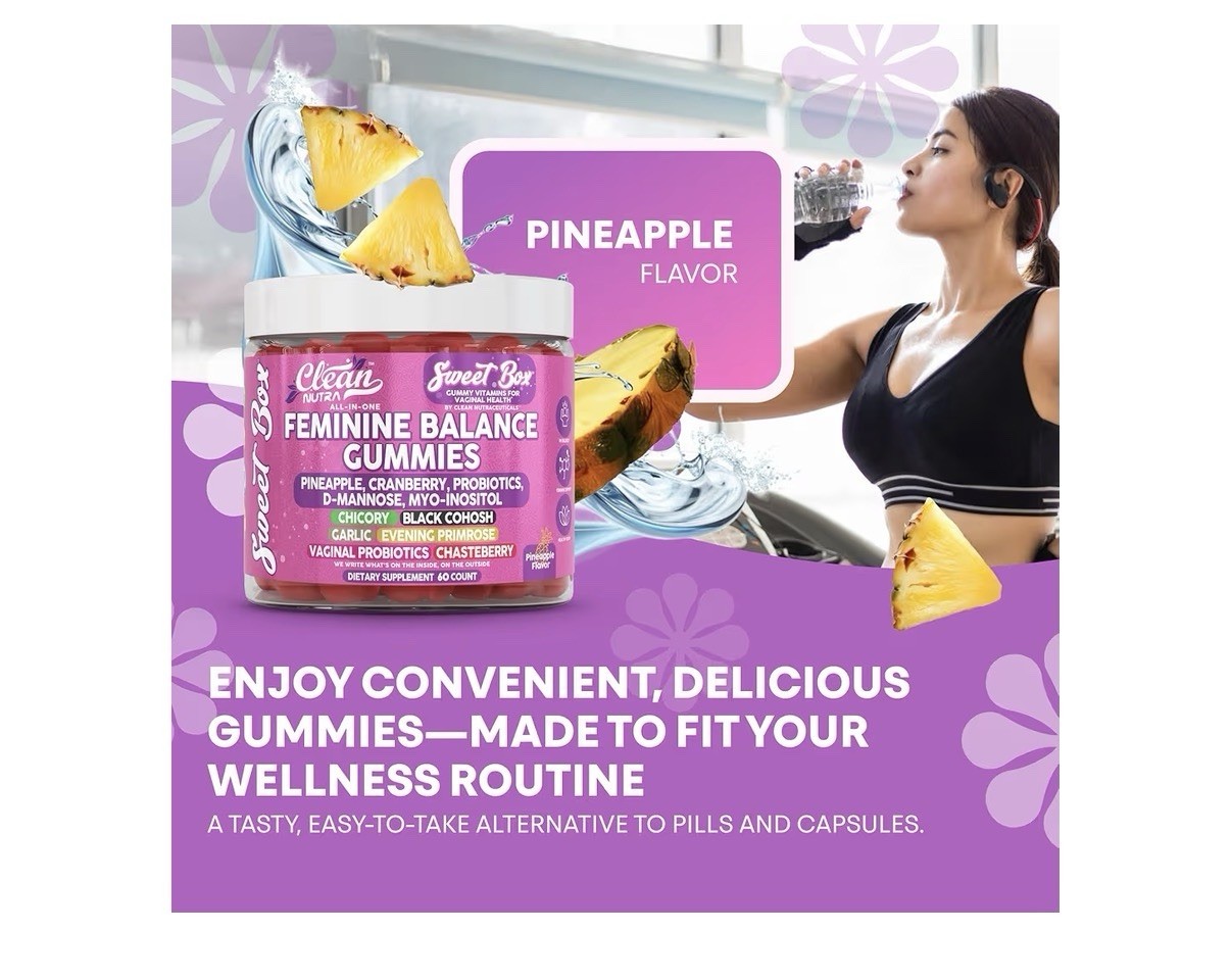 Clean Nutra Feminine Balance Gummies Vaginal Probiotic Ph Balance 60 Gummies