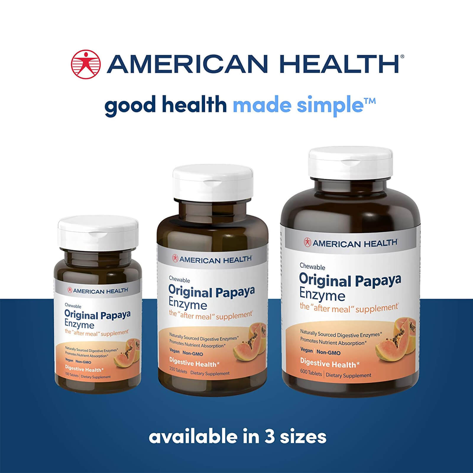 American Health Original Papaya Enzyme Chewable 600 Tablets FRESH MADE IN USA