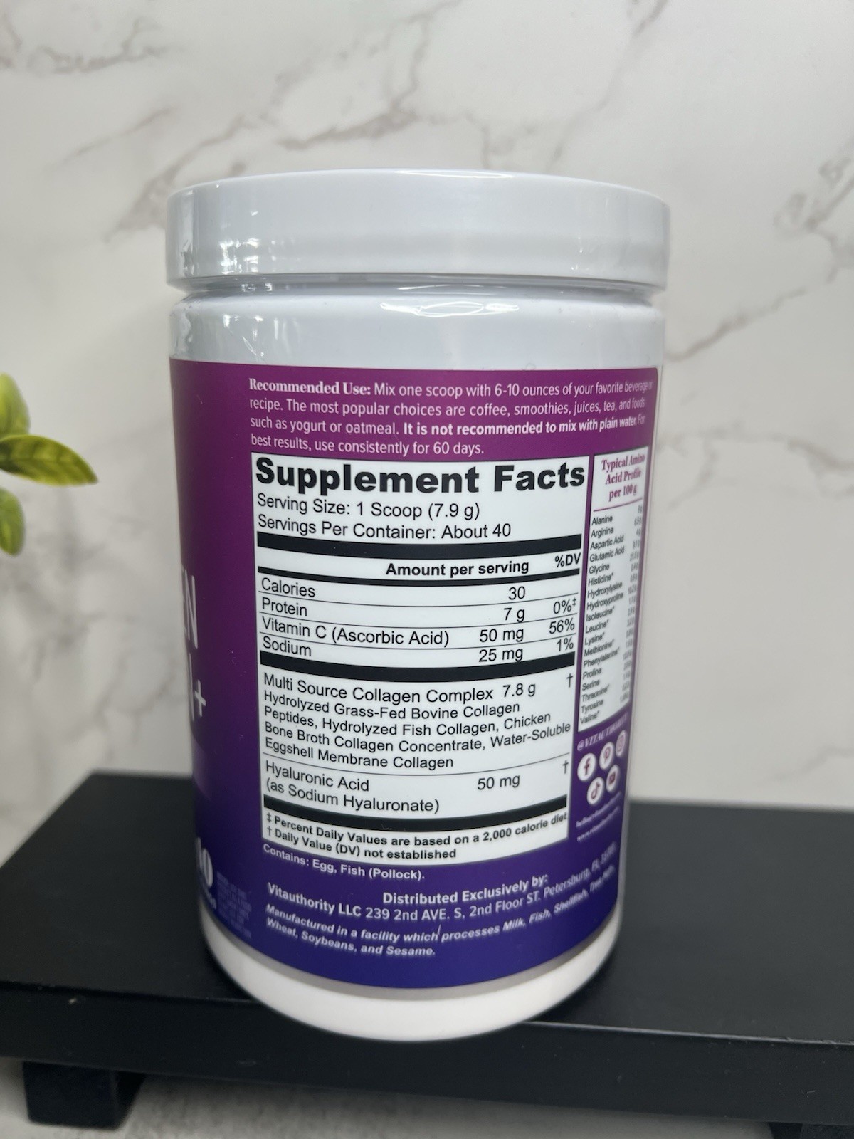 Vitauthority Multi Collagen Protein+ Unflavored 8.26 oz Exp 05/2027