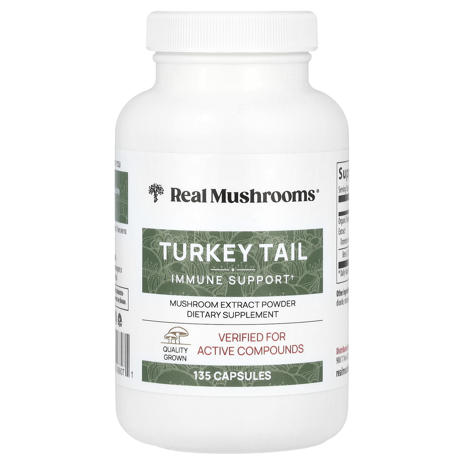 Turkey Tail, Mushroom Extract Powder, 135 Capsules