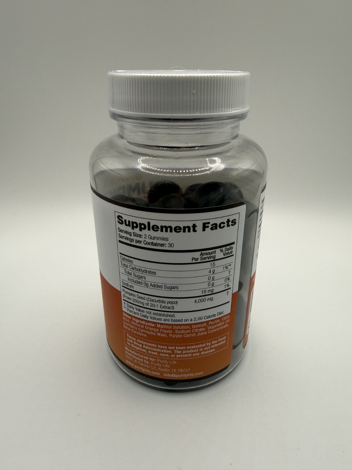 Purify Life Pumpkin Seed Oil Sugar-Free Natural Orange 60 Gummies – Brand New