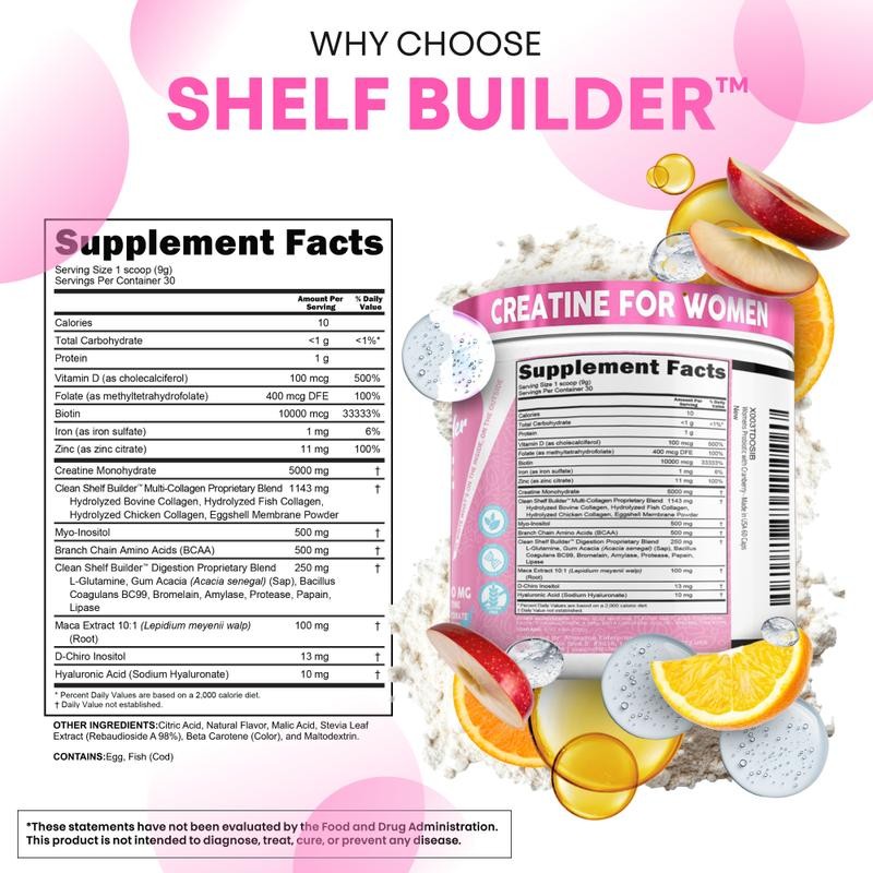 Quality Clean Nutra Women’s Creatine Monohydrate Powder with BCAAs Collagen 5000