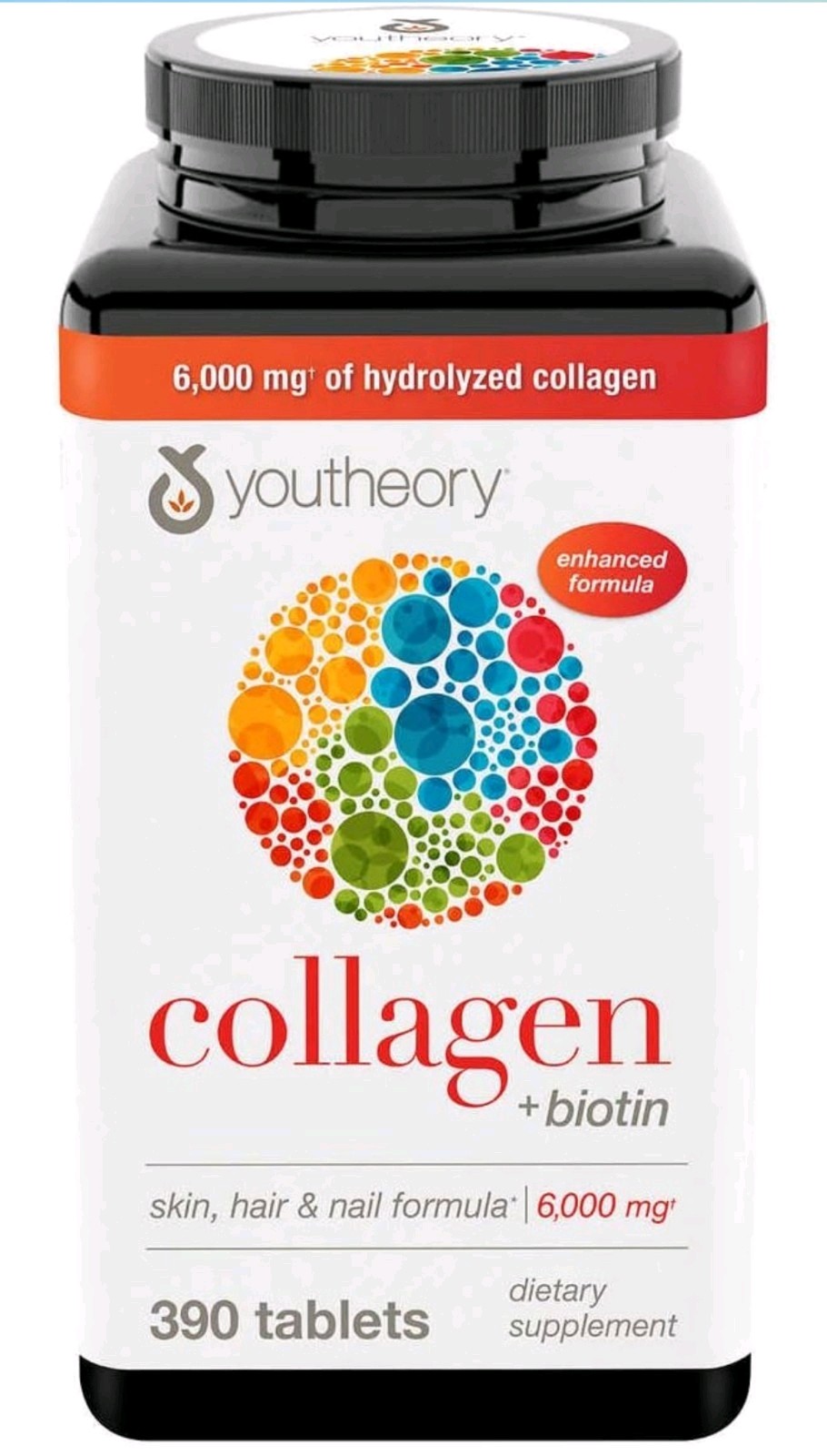 youtheory Collagen Plus Biotin, 390 Tablets Skin Hair Nails EXP 05/2026