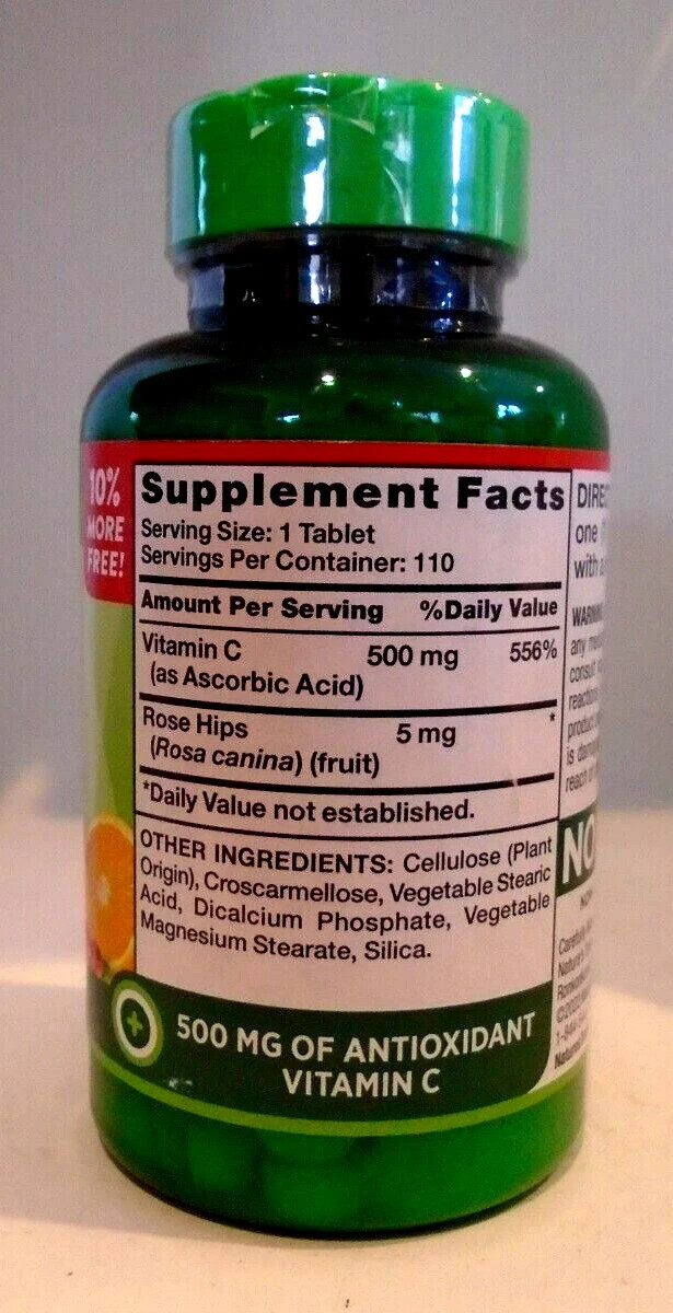 3 Natures Truth Vitamin C Supplement Plus Wild Rose Hips 500 mg 110 Tablets 6/26