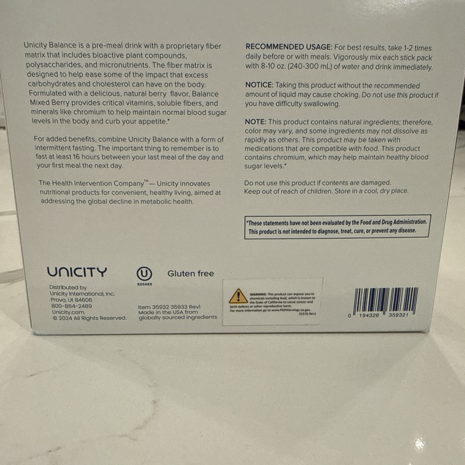 Unicity Balance NATURAL Mixed Berry, 30 Stick Packs