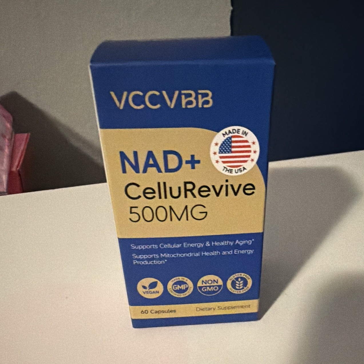 VCCVBB NAD+ CelluRevive 500mg Energy Support Anti-Aging 60 Vegan Capsules