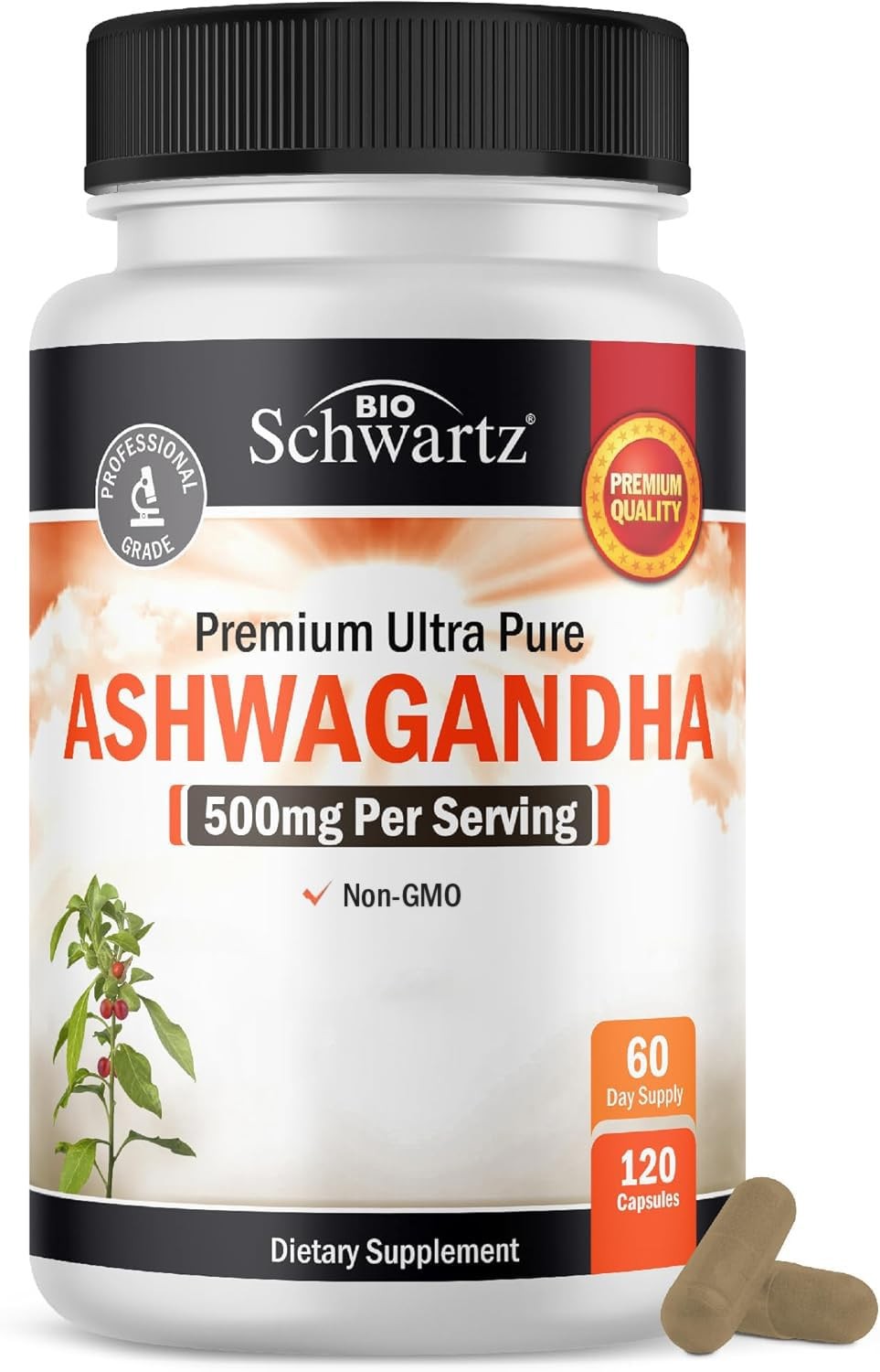 Ashwagandha Supplements – Extra Strength 120 Count (Pack of 1)