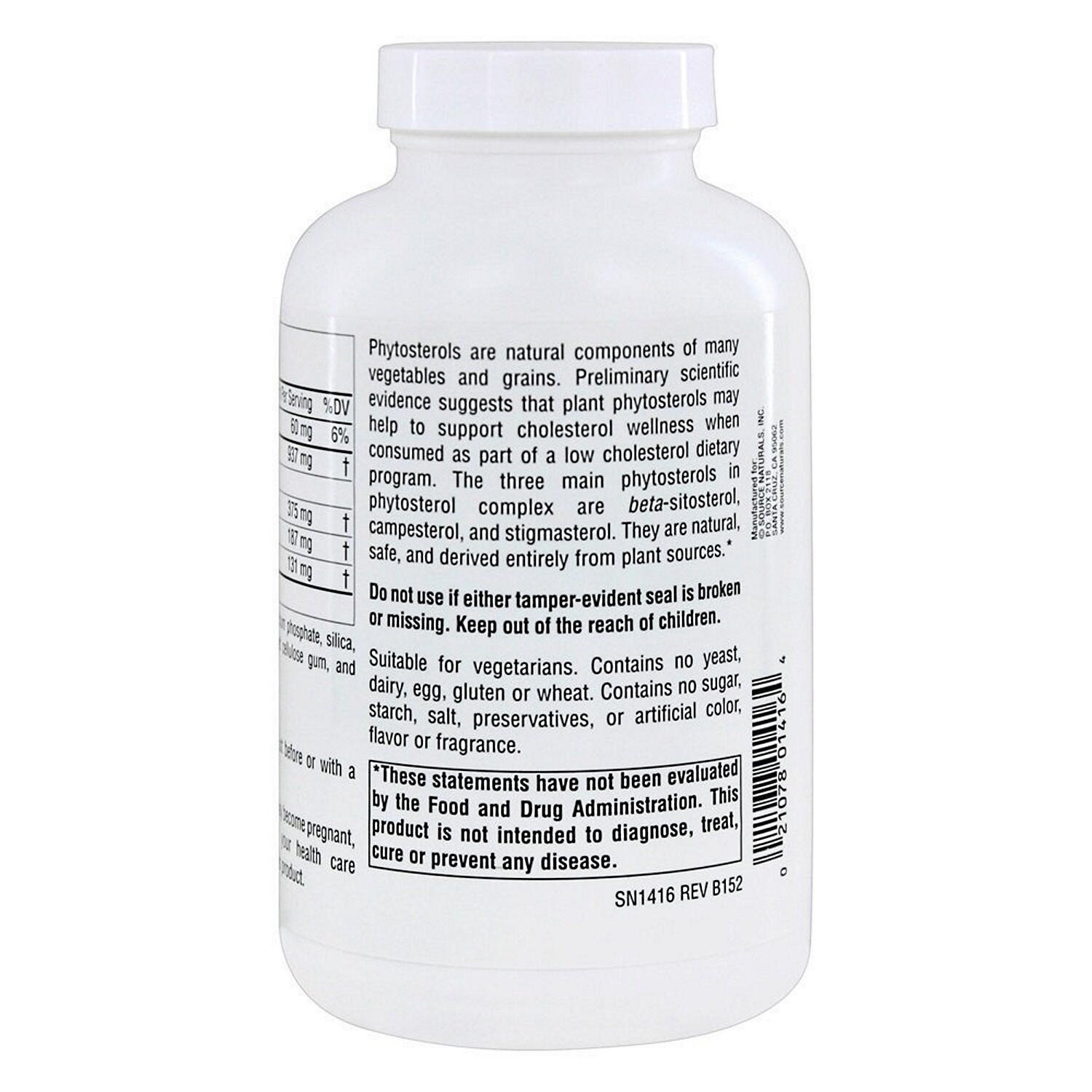 Source Naturals Mega Strength Beta Sitosterol 375 mg, 120 Tablets