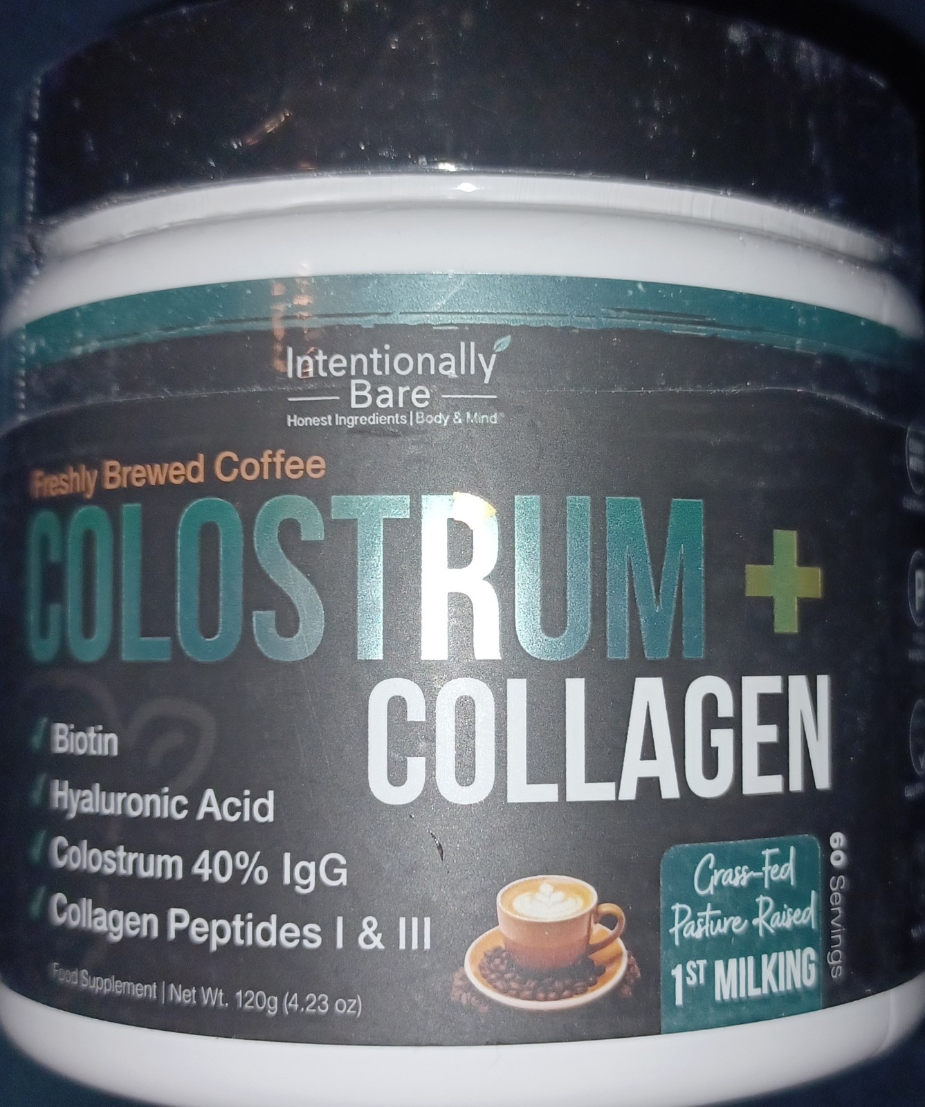 Intentionally Bare Colostrum & Collagen Powder Brewed Coffee Flavor Supplement