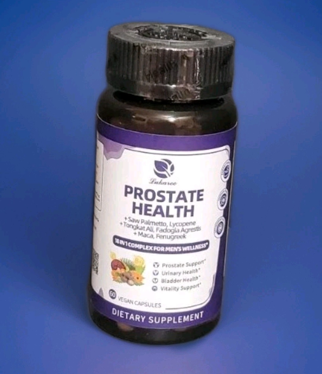 Lukaree Men’s Prostate Health Supplement Urinary Bladder Mood Energy Vegan 60ct