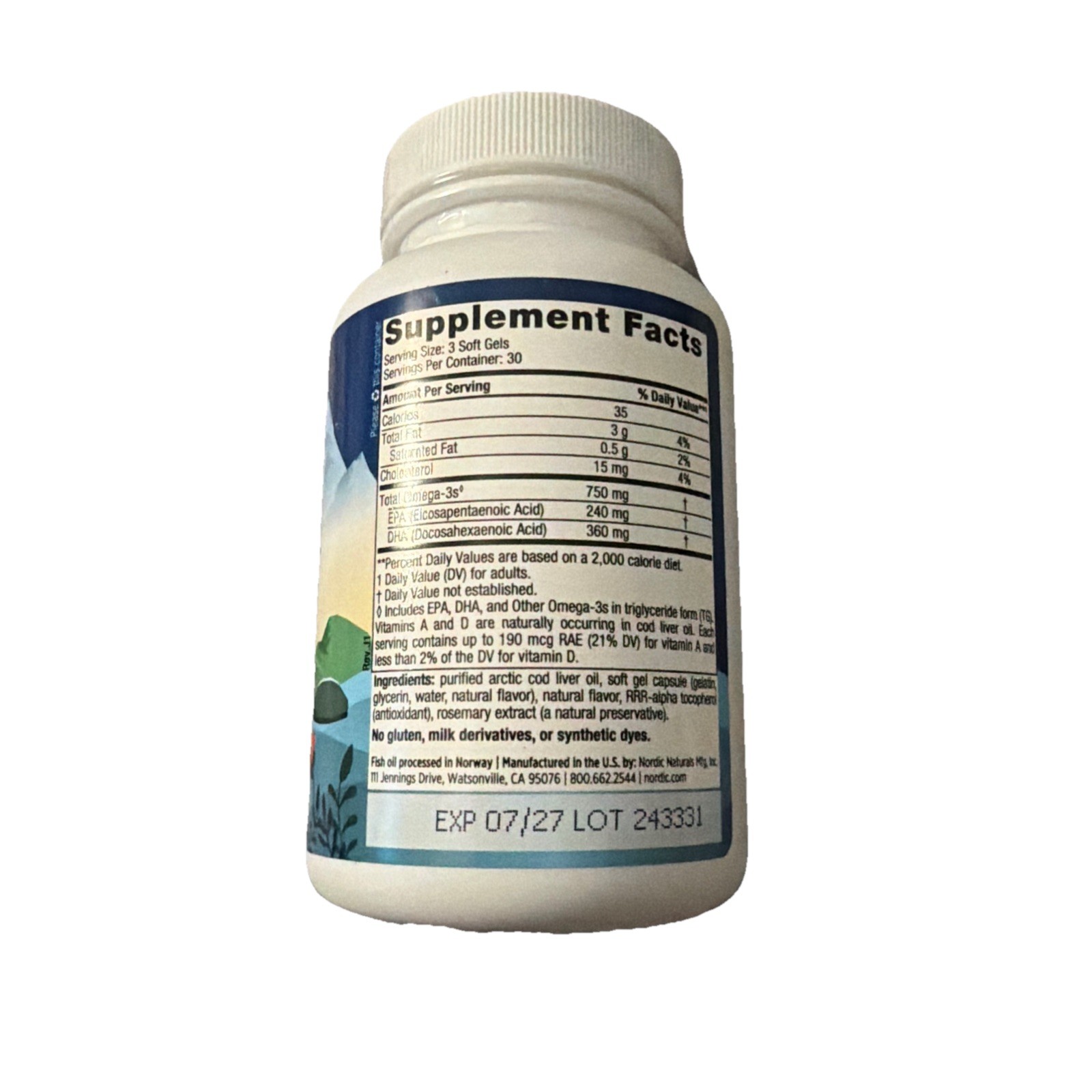 Nordic Naturals Arctic Cod Liver Oil 90 Softgels, Lemon Flavor Fish Oil Omega3