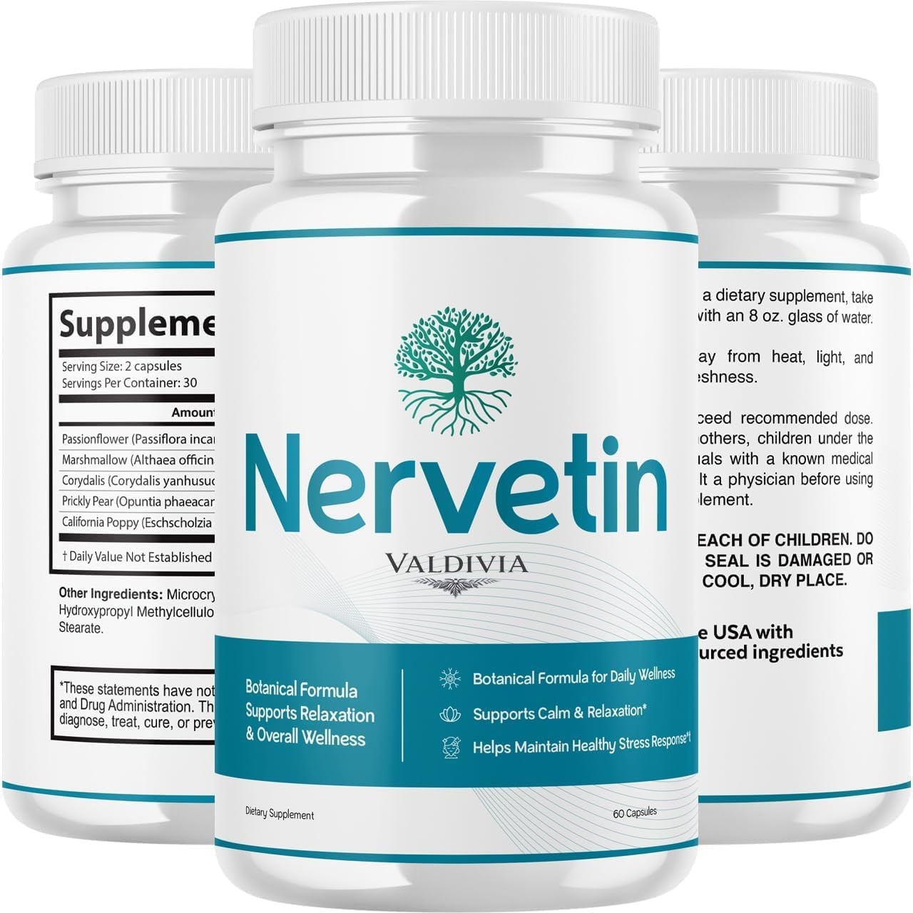 Valdivia Nervetin 60 Capsules Nerve Support Supplement Made in USA Nerve Health
