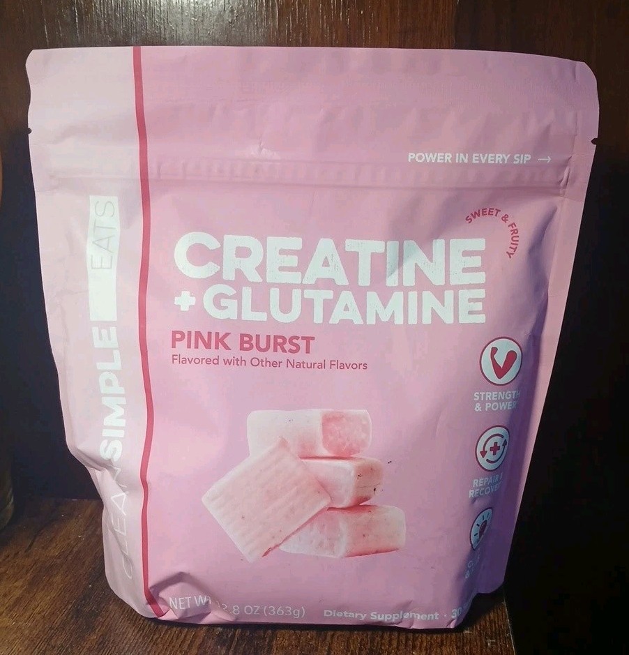 Clean Simple Eats Creatine + Glutamine Pink Burst Supplement Powder 30 Servings