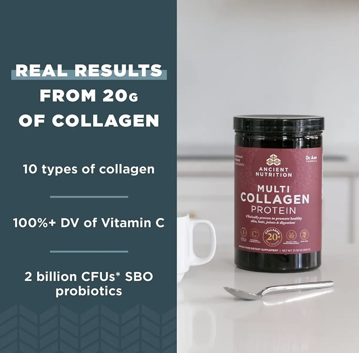 Ancient Nutrition Collagen Powder Protein with Probiotics, Unflavored 8.6oz