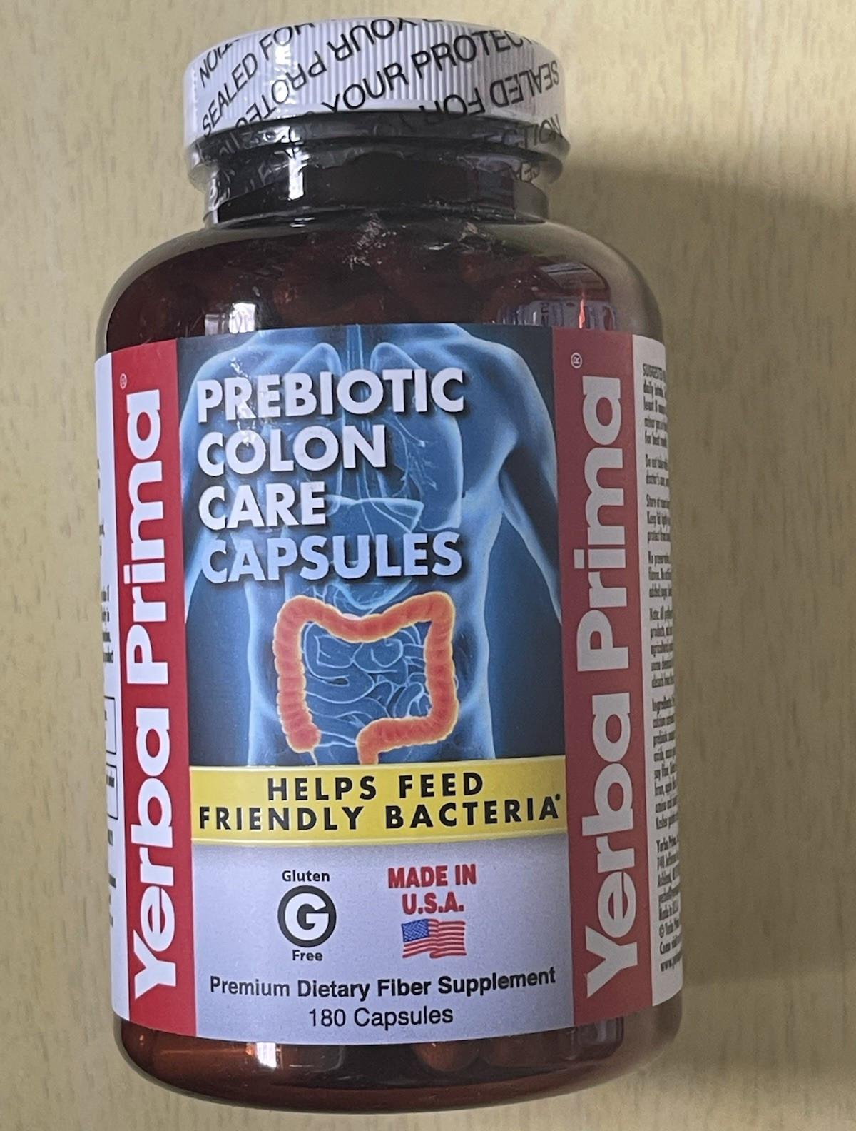 Yerba Prima Prebiotic Colon Care Fiber 180 Capsules Digestive/Colon GF JAN2027