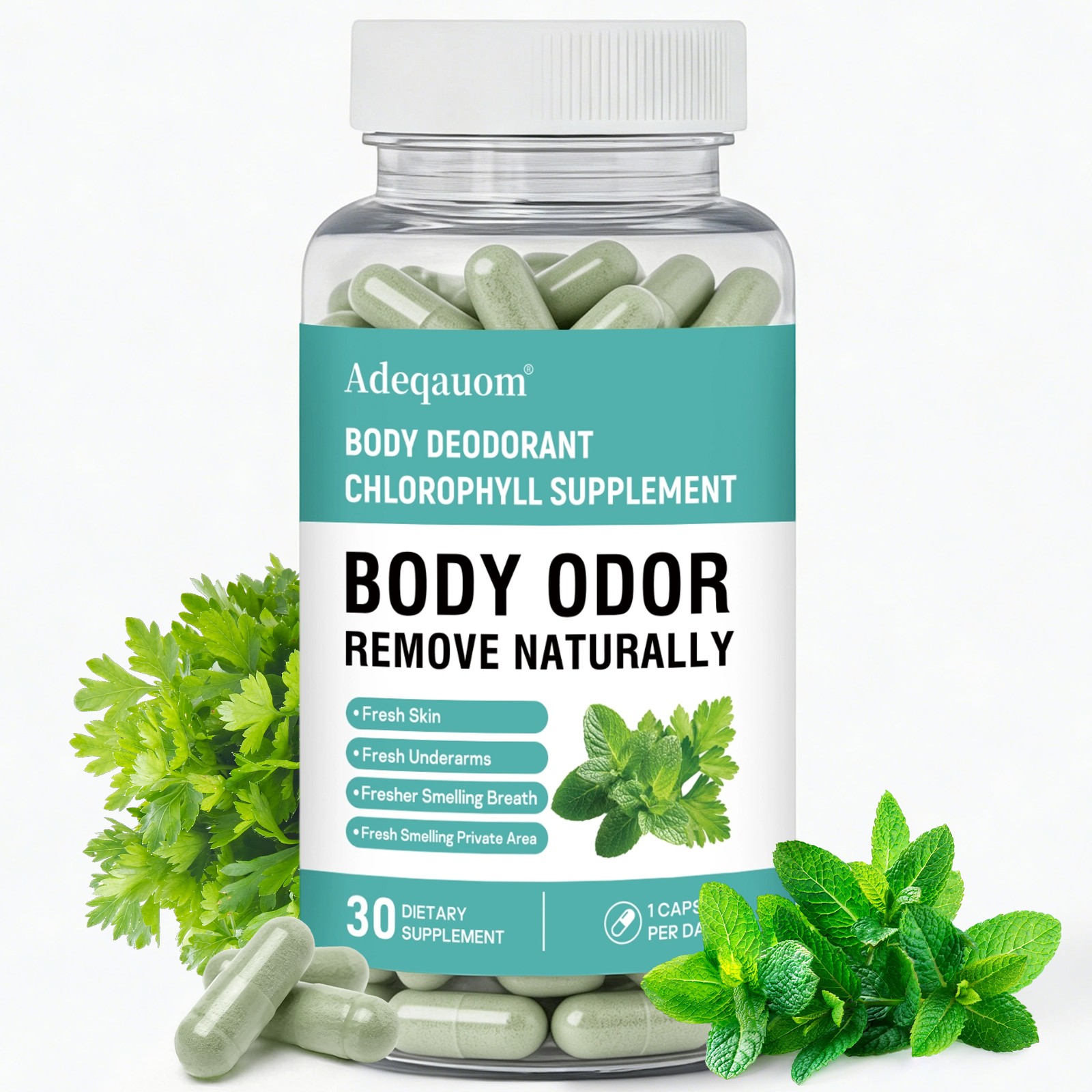 Chlorophyll 30 Caps,Body Odor, Freshen Breath,Support Digestion & Gentle Detox