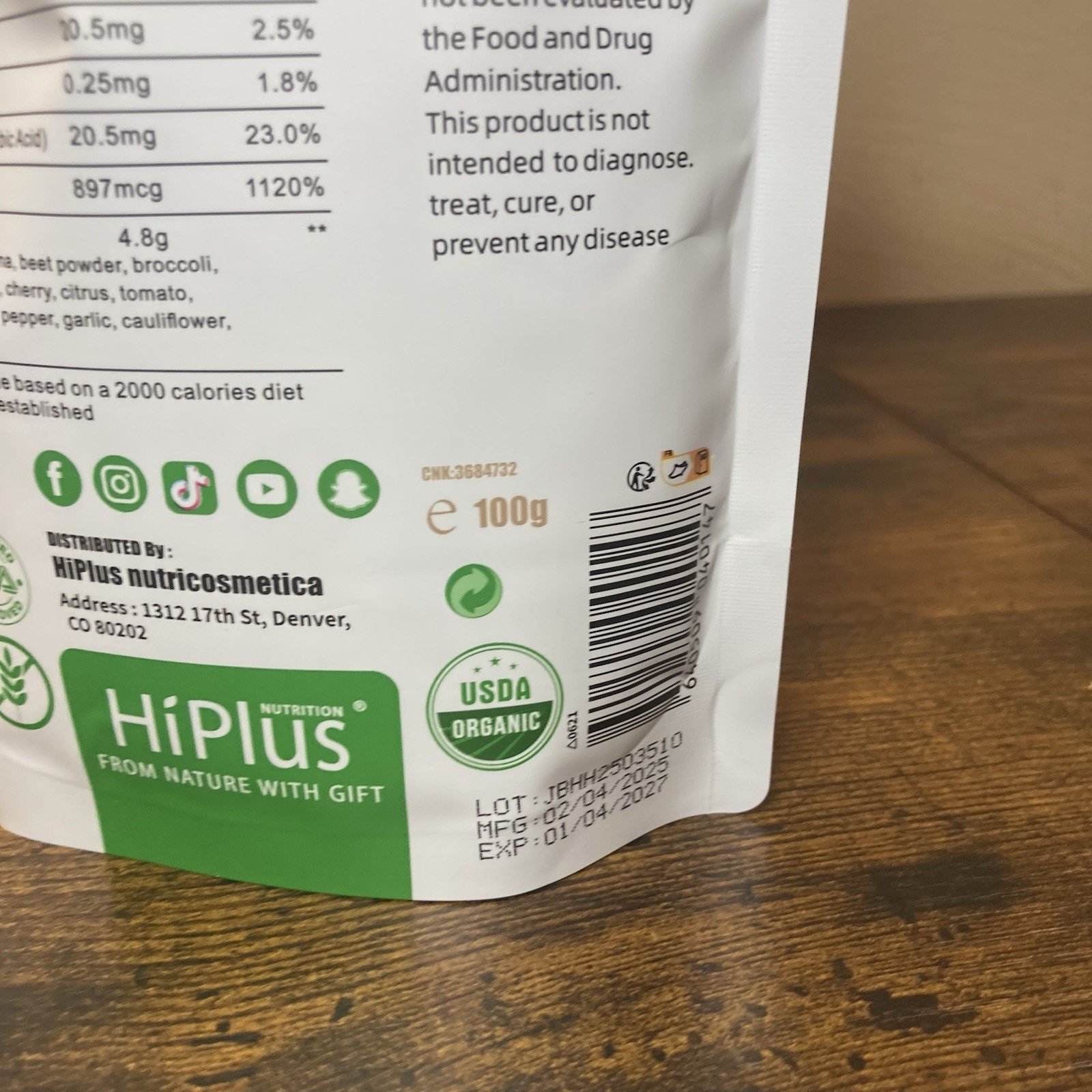 Hi Plus Fruit & Veggie Superfood Powder 100g