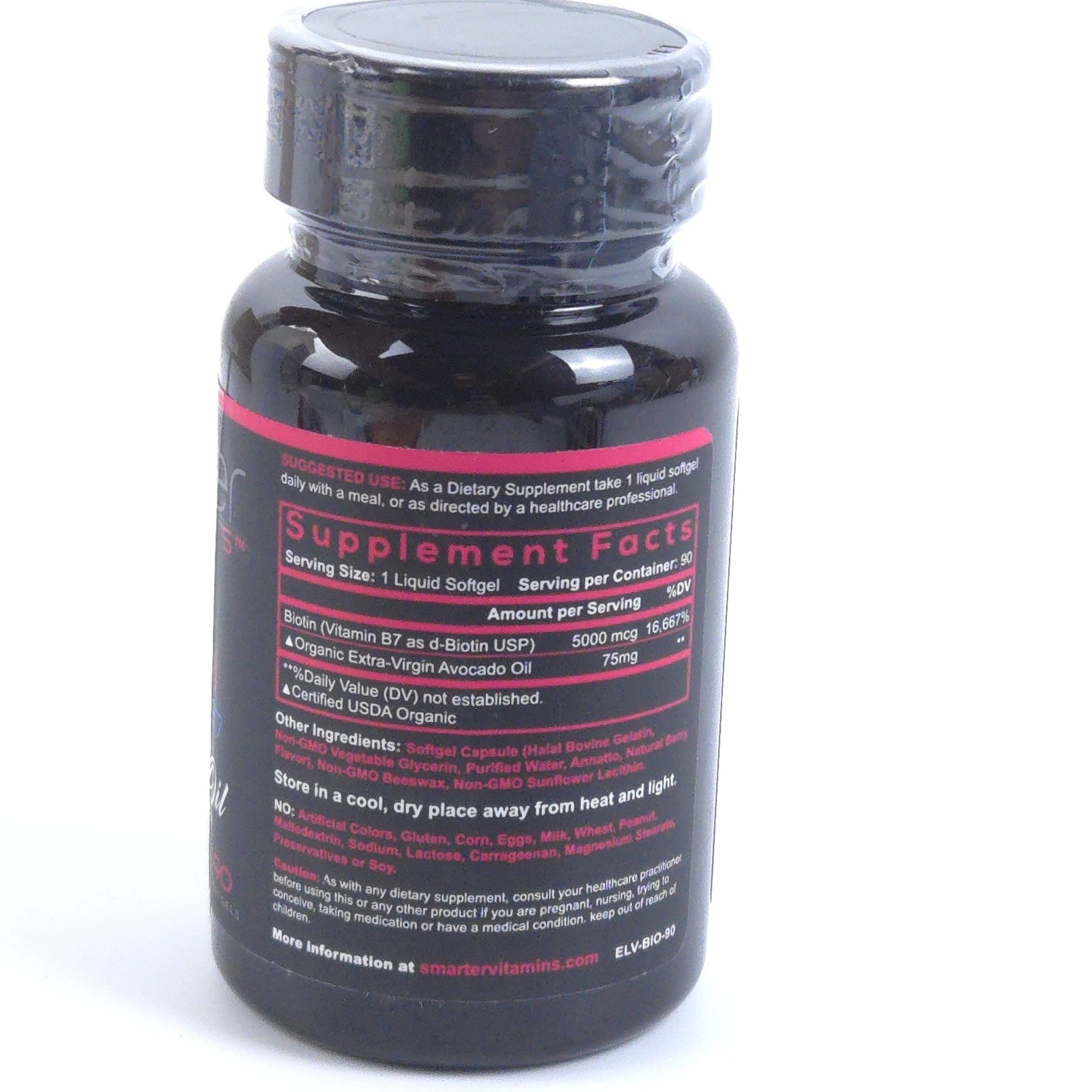 Smarter Vitamins Biotin Vitamin B7 Made With Avocado Oil 90 Caps