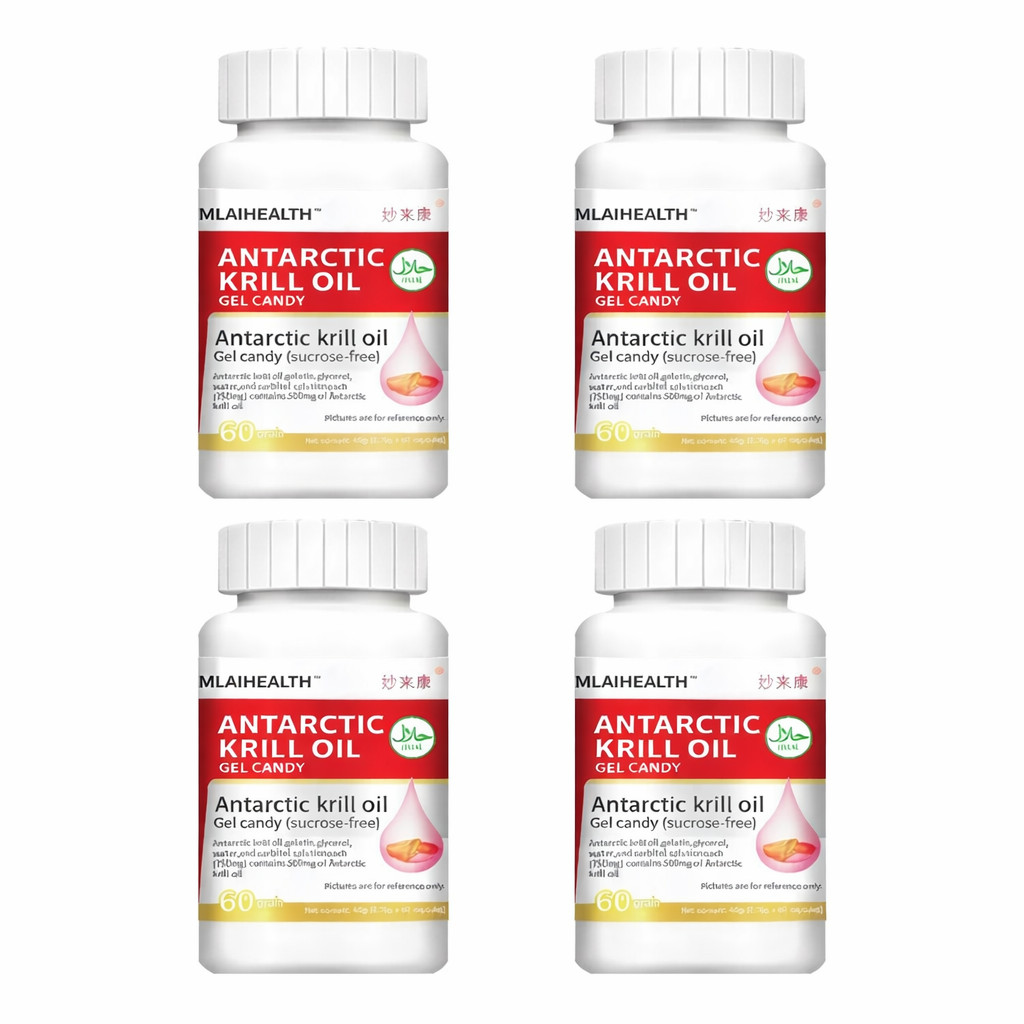 Antartic Krill Oil Gel Candy (Sucrose Free) 4 Bottle x 60 Capsule Halal
