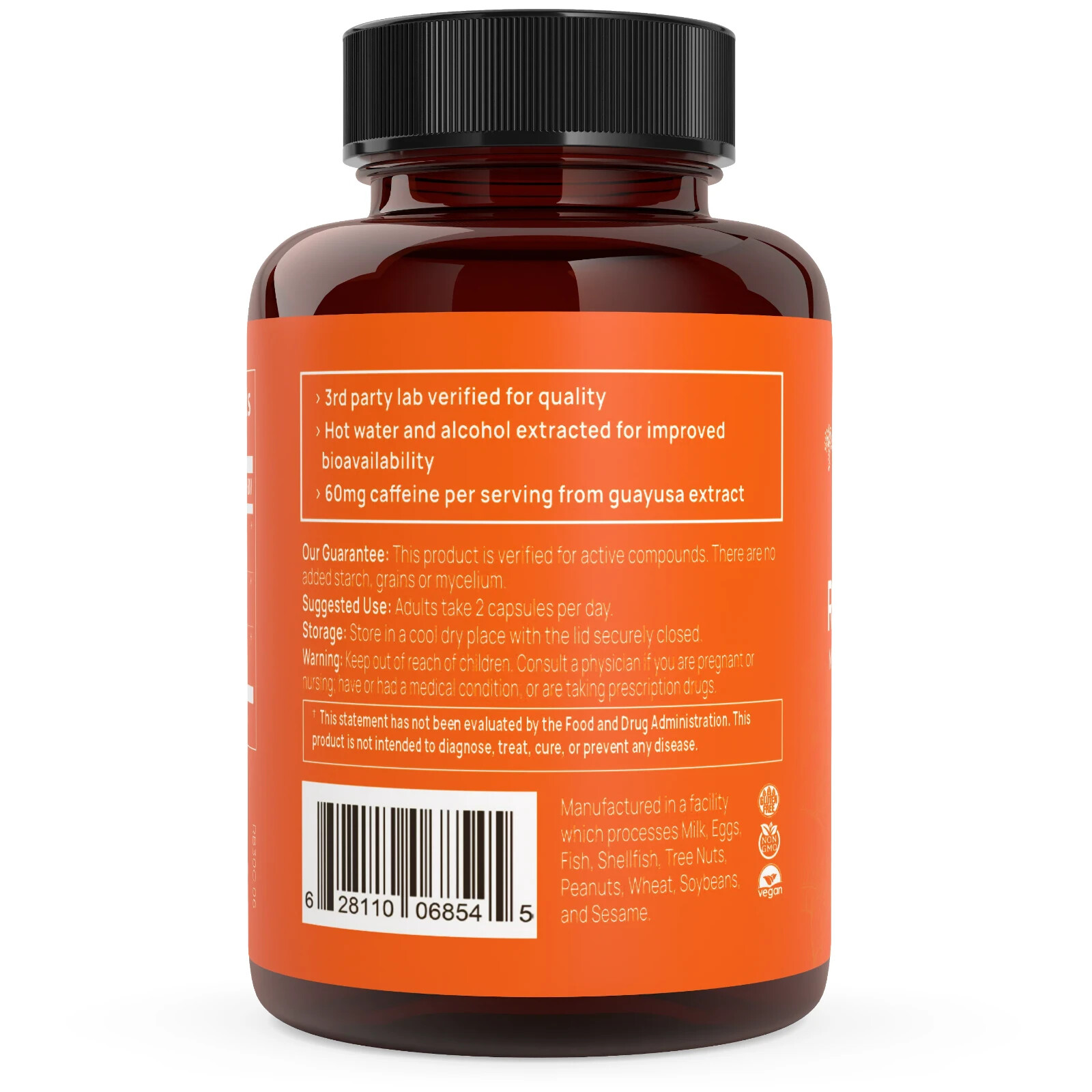 Real Mushrooms RealBoost Cordyceps Guayusa Ginseng Organic Blend 60 caps NEW