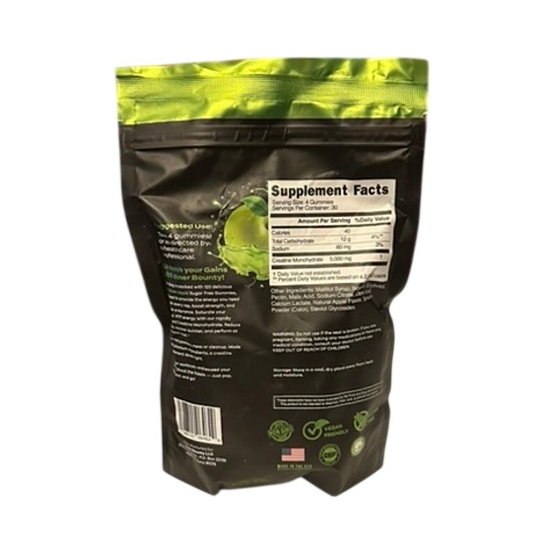 Inner Bounty Sugar Free Creatine Monohydrate Gummies 5g Sour Green Apple NEW