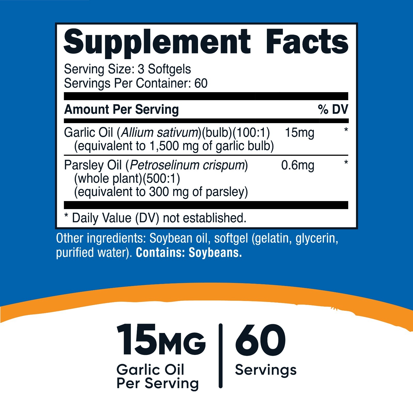 Nutricost Garlic & Parsley Oil (15mg) 180 Softgels – Odorless Garlic & Parsley
