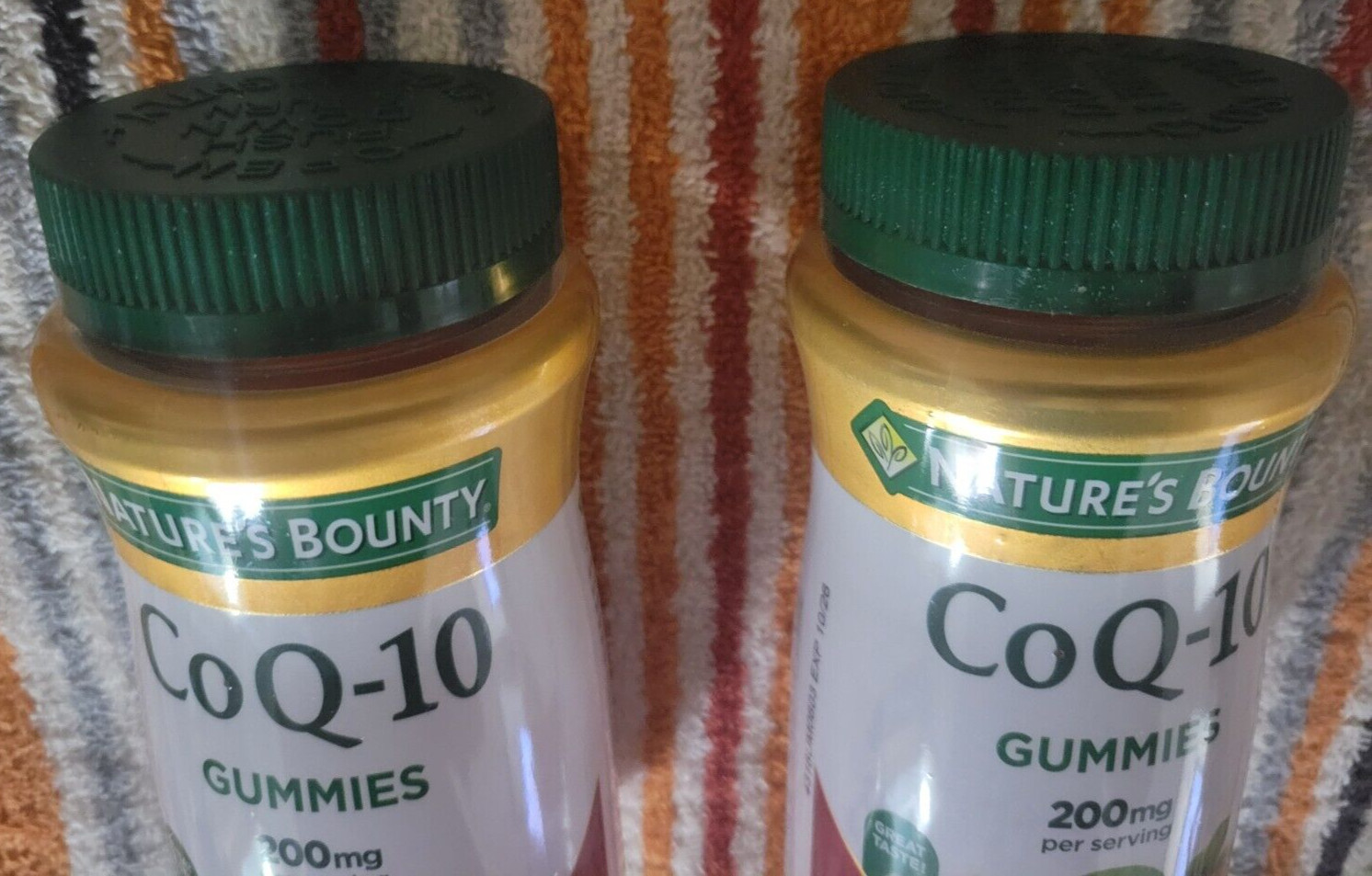 Lot of 2 New! Nature’s Bounty Co Q-10 Gummies 200mg Peach Mango, 60 Gummies ea.
