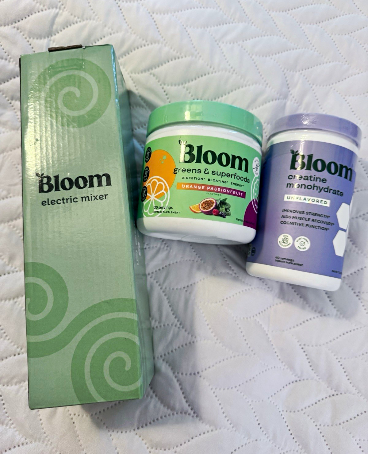 Bloom Electric Mixer + Greens & Superfoods Orange Passionfruit + Creatine