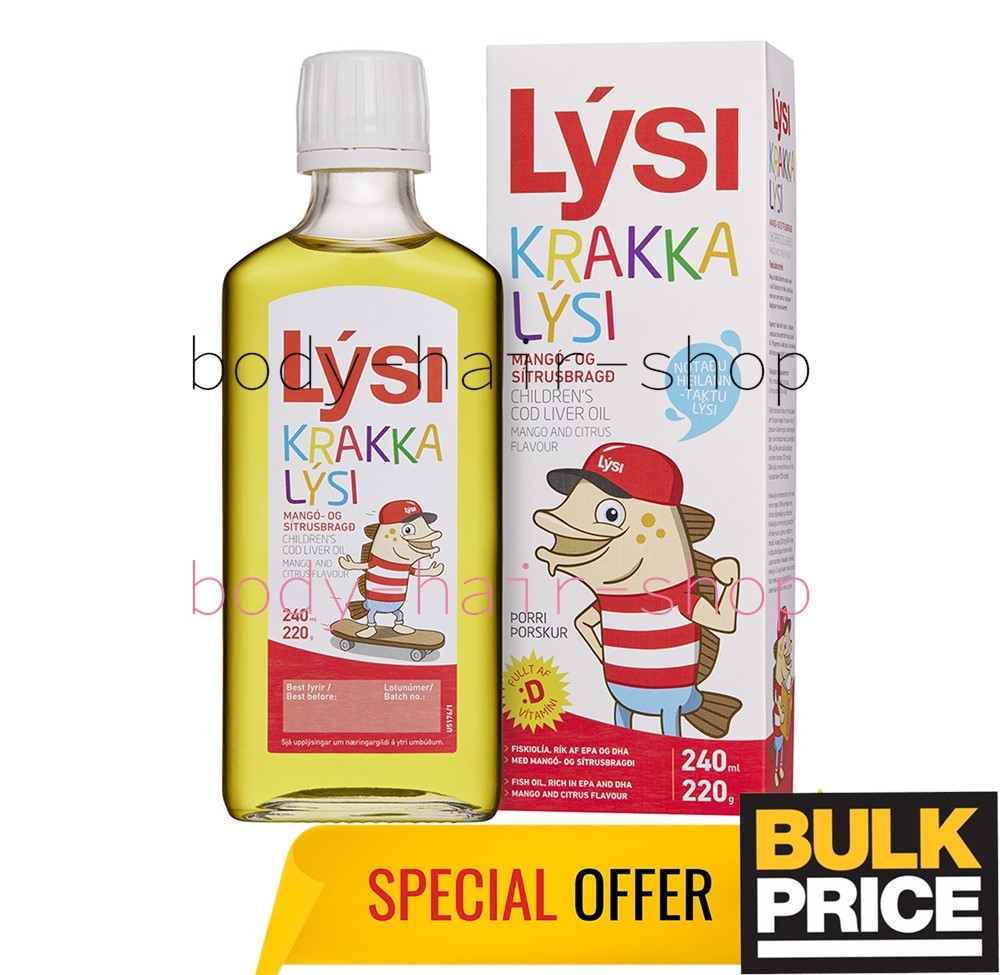 Lysi Cod Liver Oil Mango Citrus 240ml children Food Supplement Icelandic Omega-3