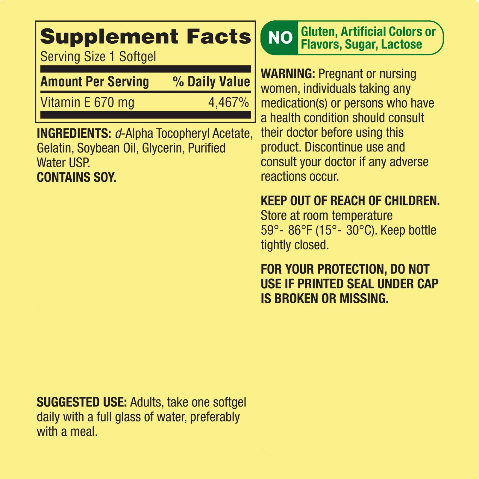 Spring Valley Extra Strength Vitamin E D-Alpha Softgels, 670 mg, 60 Count
