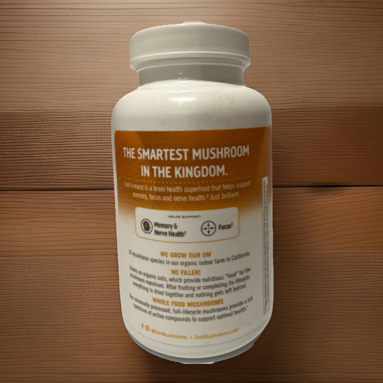 Om Lion’s Mane Mushroom Capsules 2000mg 90 Vegan Gluten Free Kosher