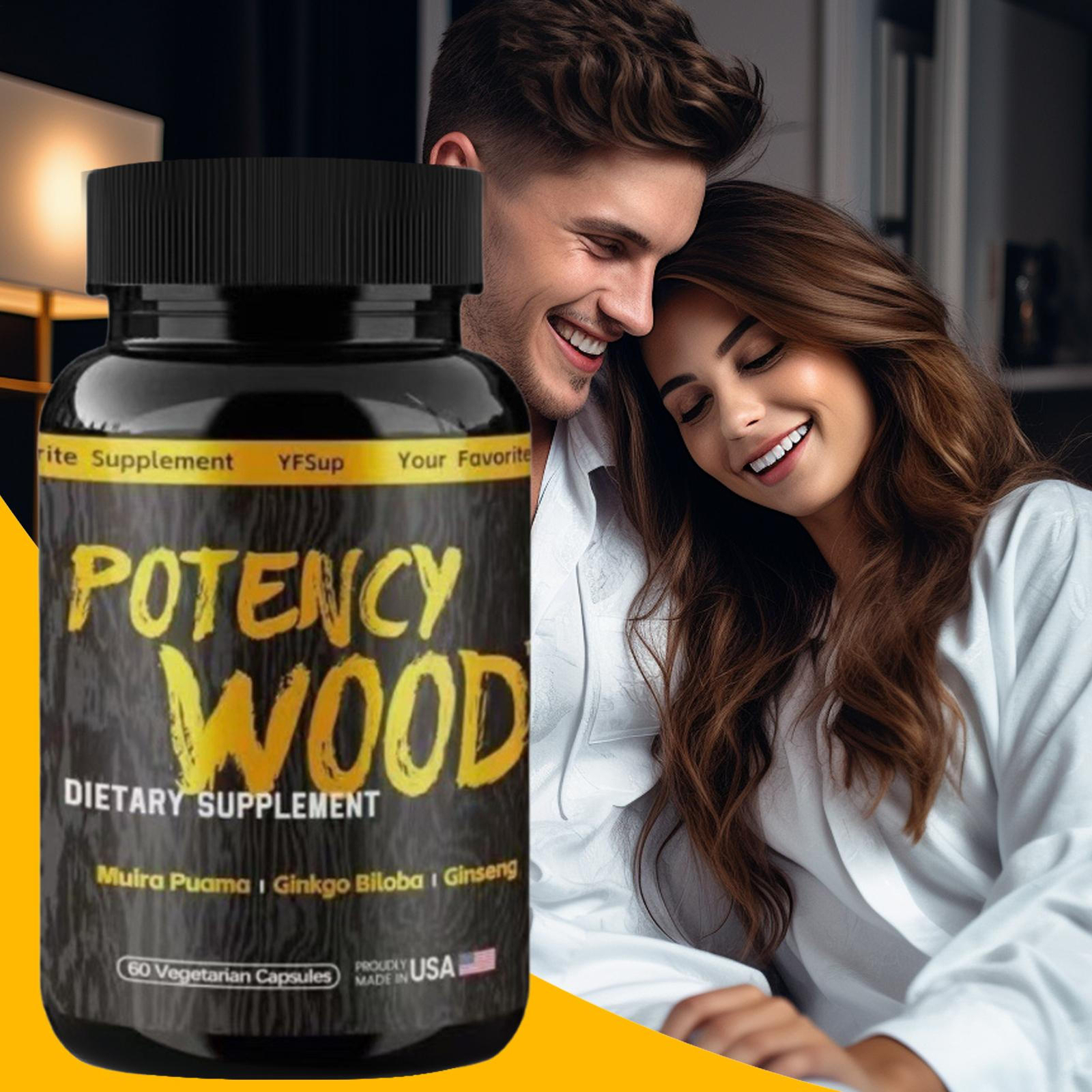 Potency Wood Ginseng Ashwagandha Gingko Tribulus, Herbal Supplements 60 Capsules
