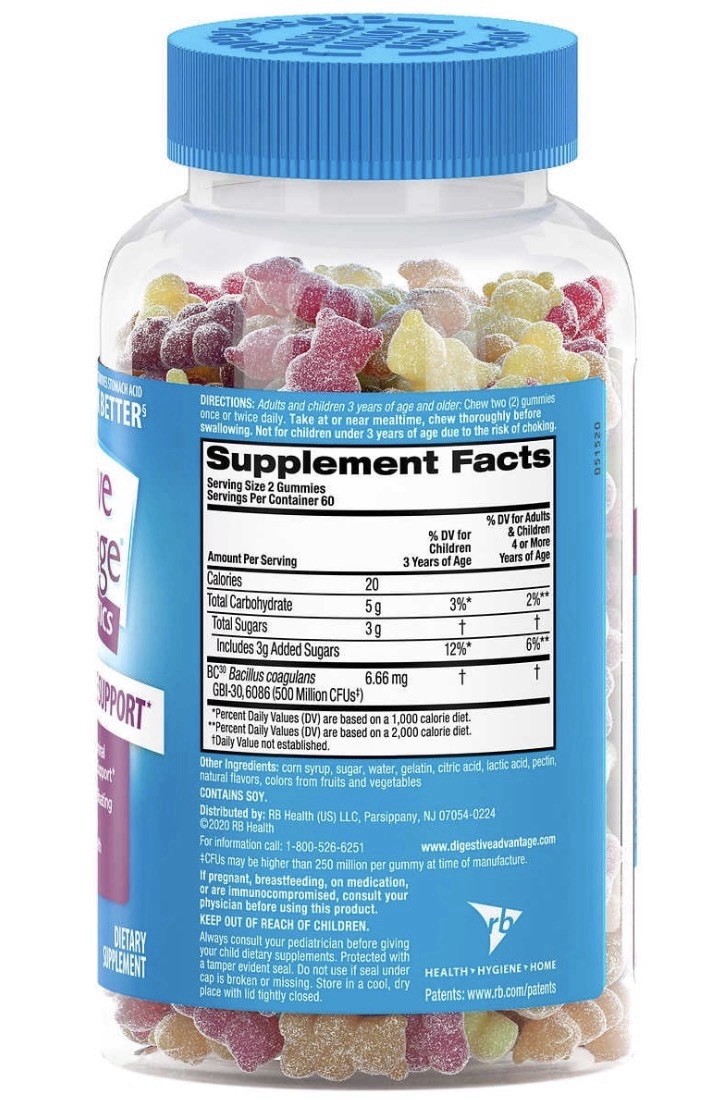 Schiff Digestive Advantage Probiotic Gummies 120 Count 1 Billion CFU Vitamin D..