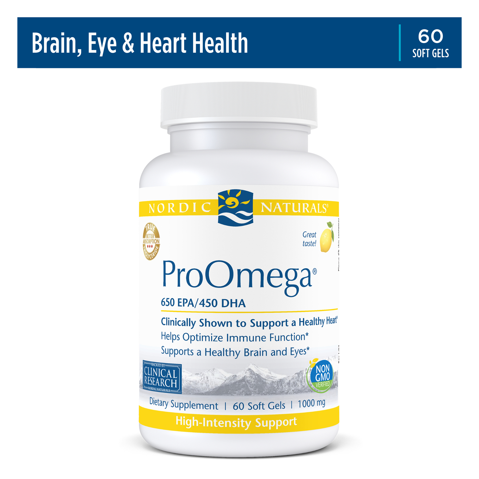 Nordic Naturals ProOmega Soft Gels – Concentrated Omega-3 Fish Oil, 60 Count