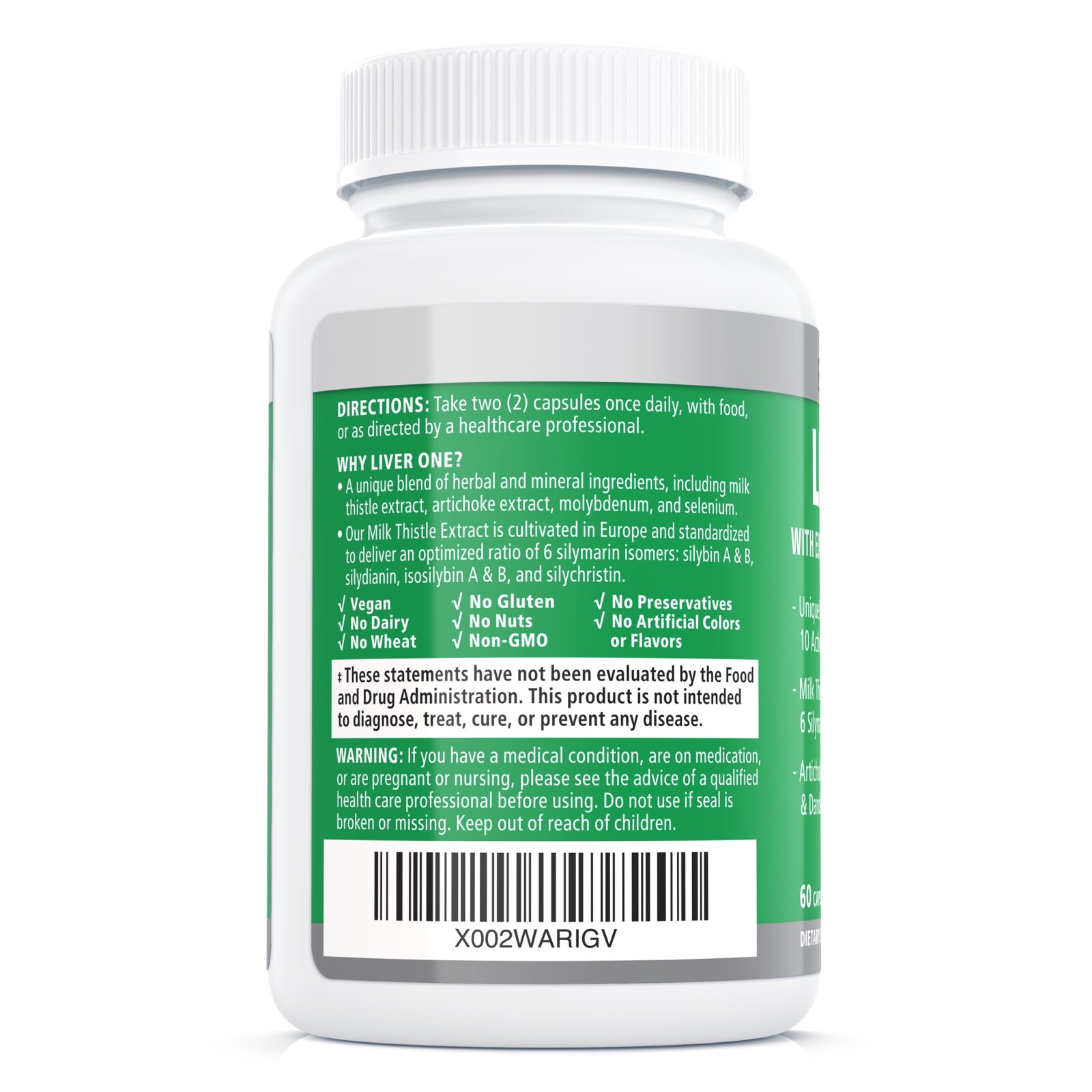 Liver One by Balance ONE – Milk Thistle, Dandelion, Artichoke – 30 Day Supply