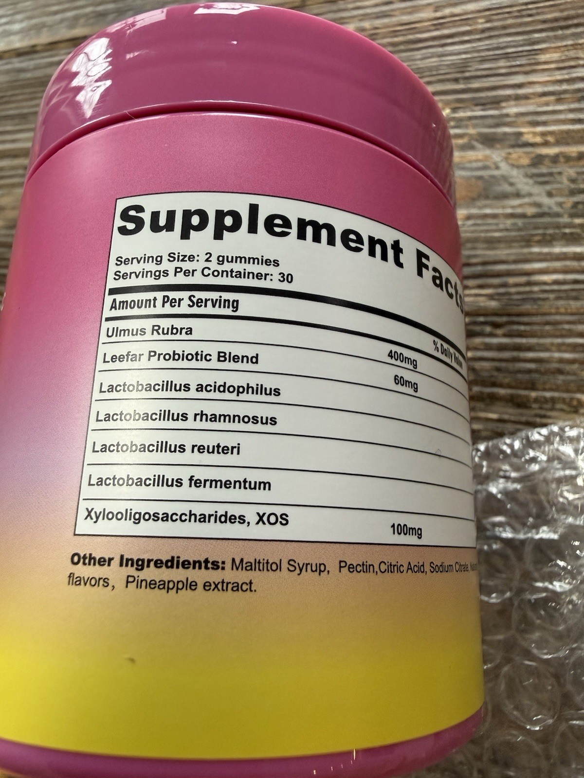 Leefar Women’s Probiotic + Slippery Elm Gummies Pineapple 60 ct Exp 09/2027