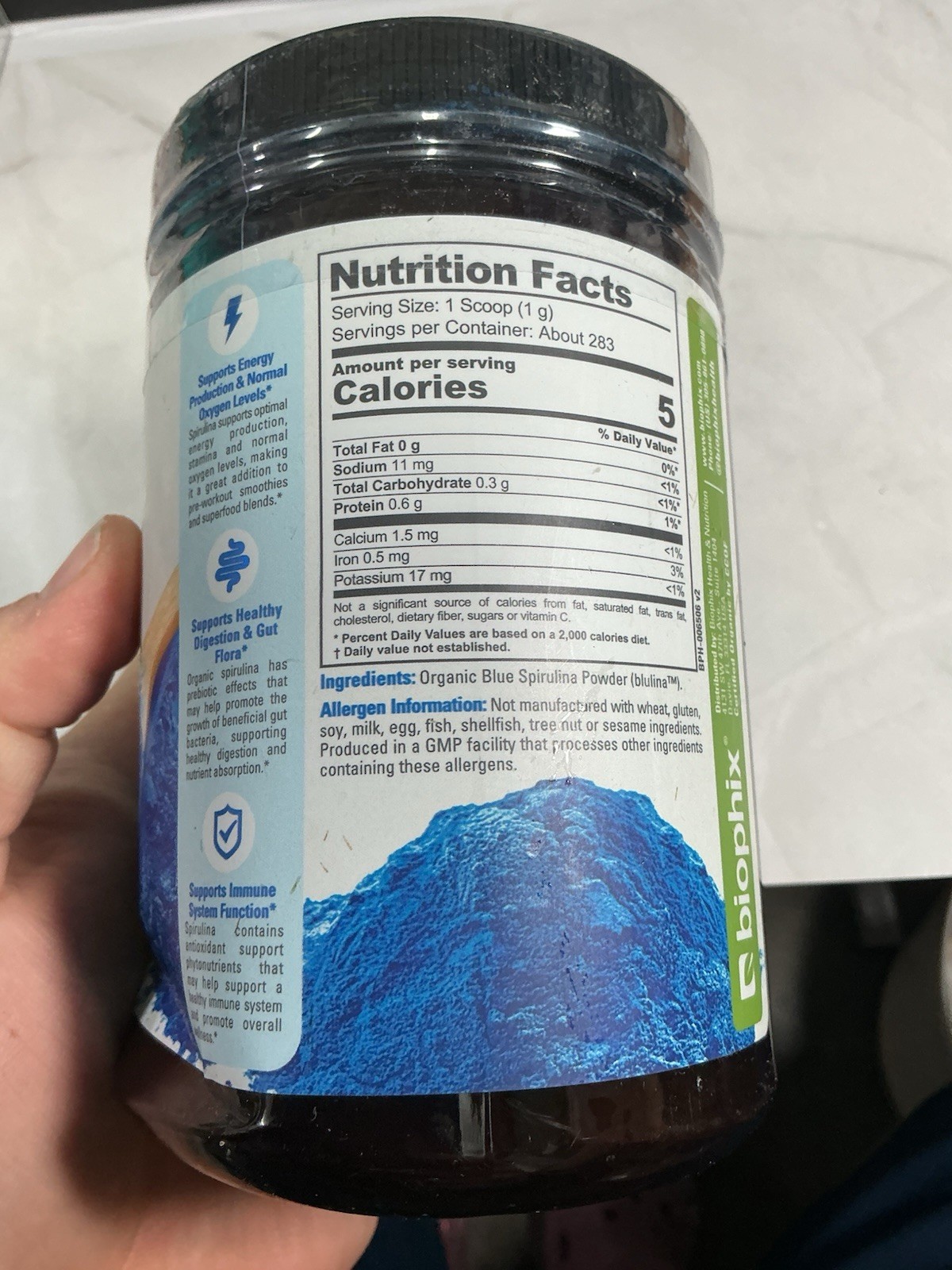 biophix Blulina Organic Blue Spirulina Powder 10 oz 283.5 g