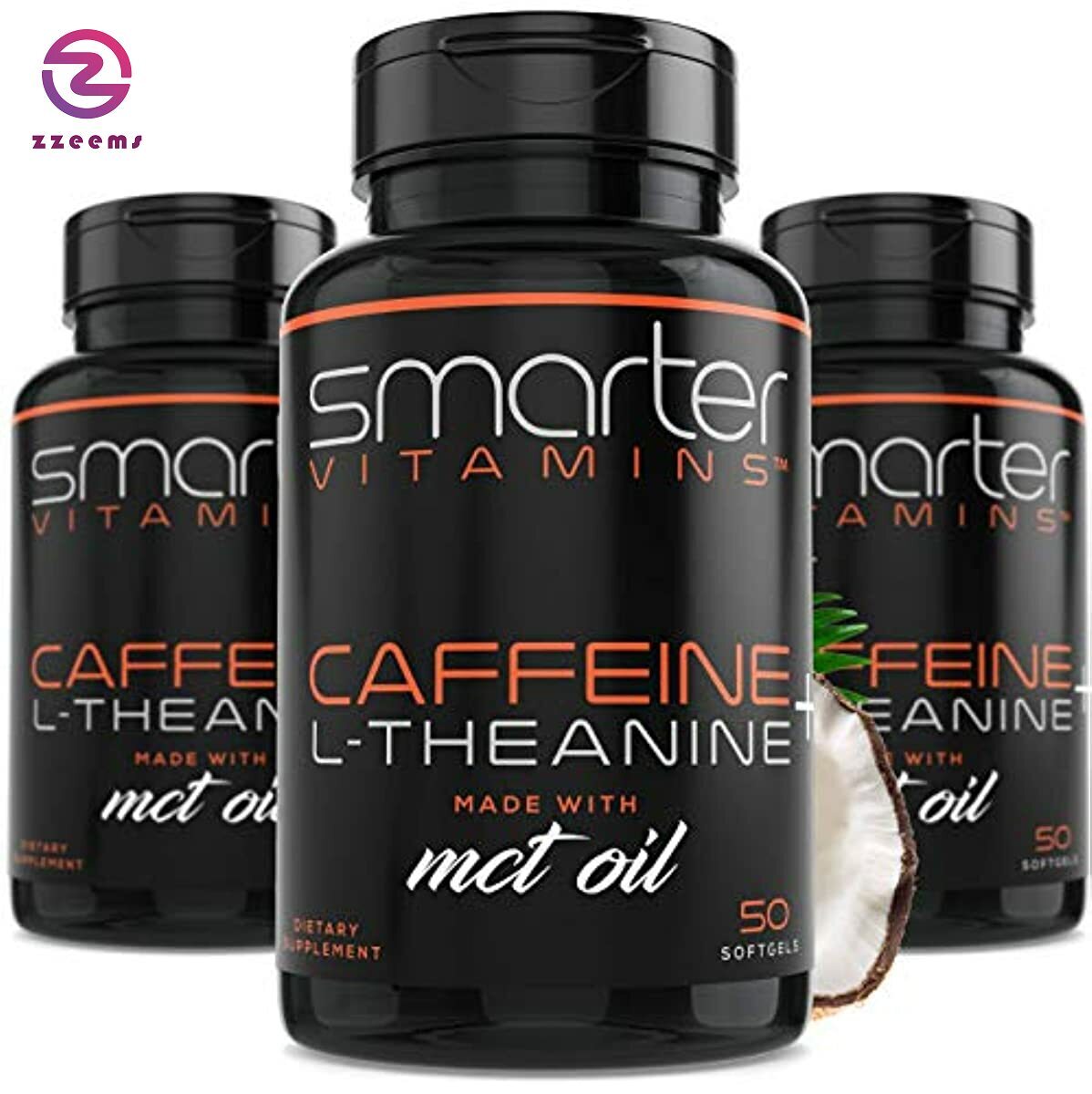 (3-Pack) 200mg Caffeine Pills with 100mg L-Theanine for Energy, Focus and Clarit