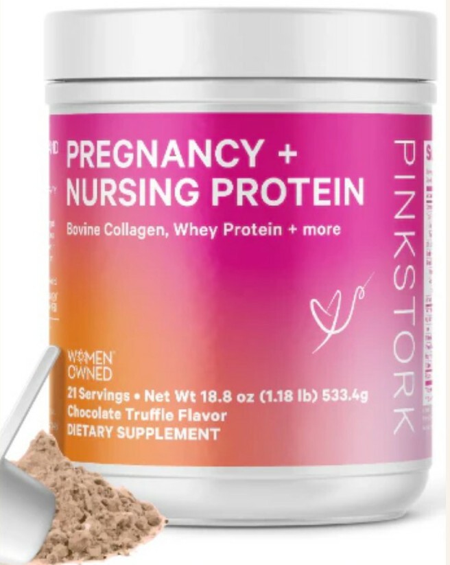 Pink Stork Pregnancy + Nursing Protein Powder 21 Servings Chocolate Truffle 4/26
