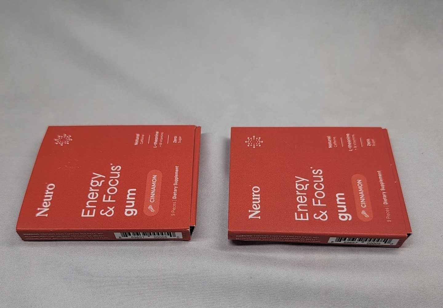 2 Neuro Gum CINNAMON Caffeine B-12, Exp 03/27