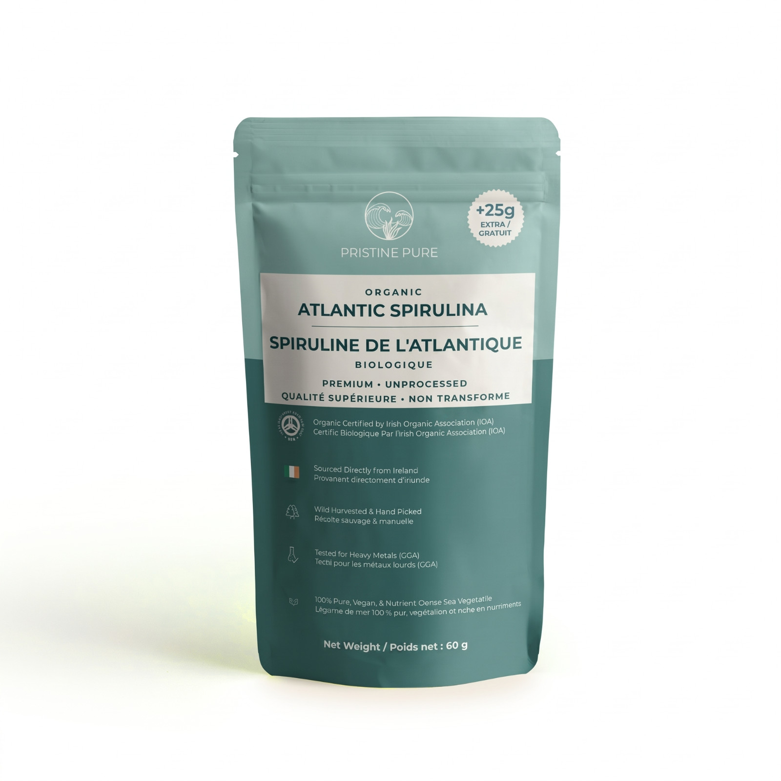 Certified Organic Wild Irish Spirulina Whole Leaf 60g Lab Tested Ireland Raw