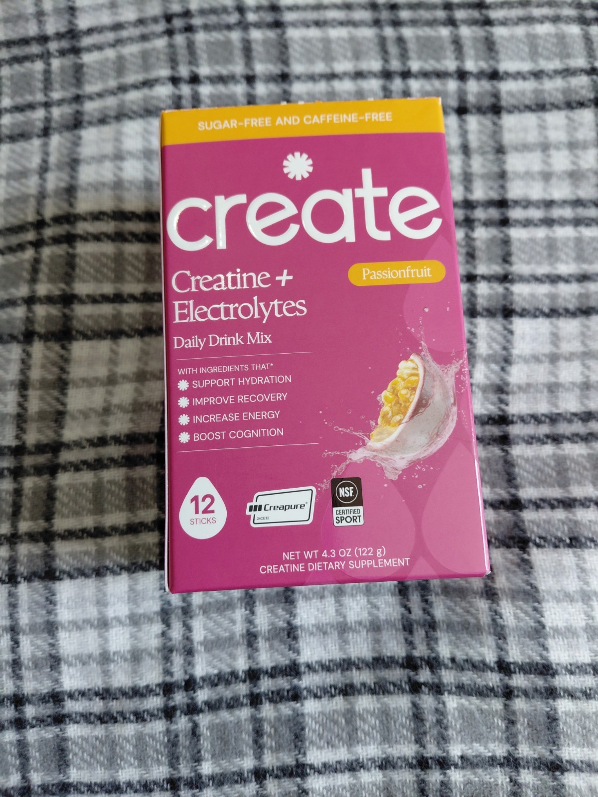 create Creatine + Electrolytes Daily Drink Mix Passionfruit 12 Sticks 5g